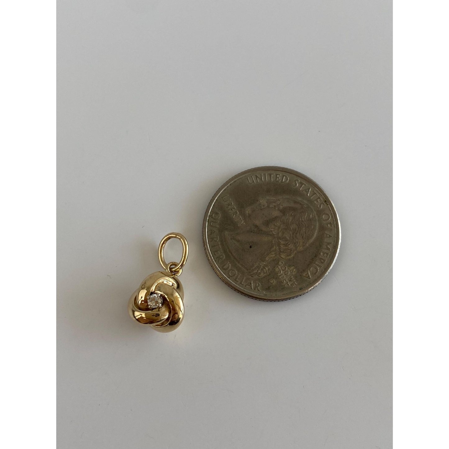 Vintage Solid 14k Yellow Gold Diamond Knot Stick Pin Conversion Charm