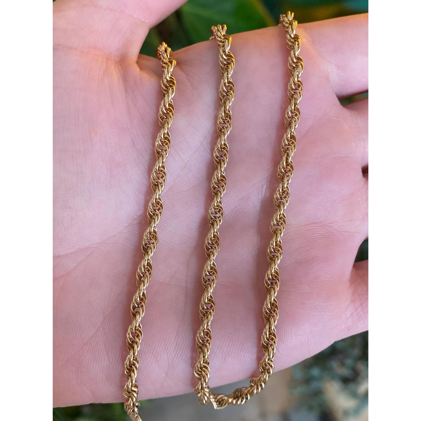 Vintage Solid 14k Yellow Gold Rope Chain Necklace - 17 inches