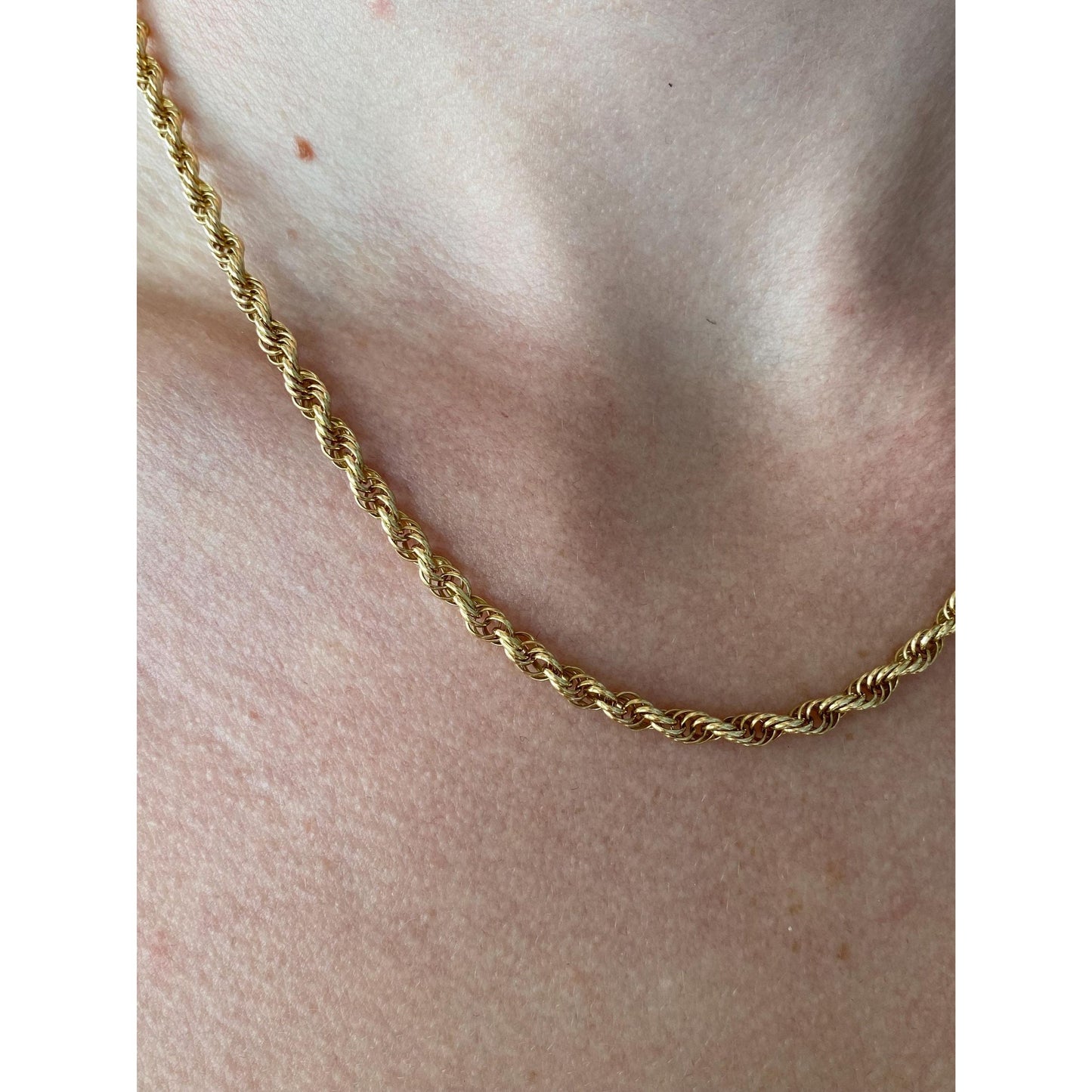 Vintage Solid 14k Yellow Gold Rope Chain Necklace - 17 inches