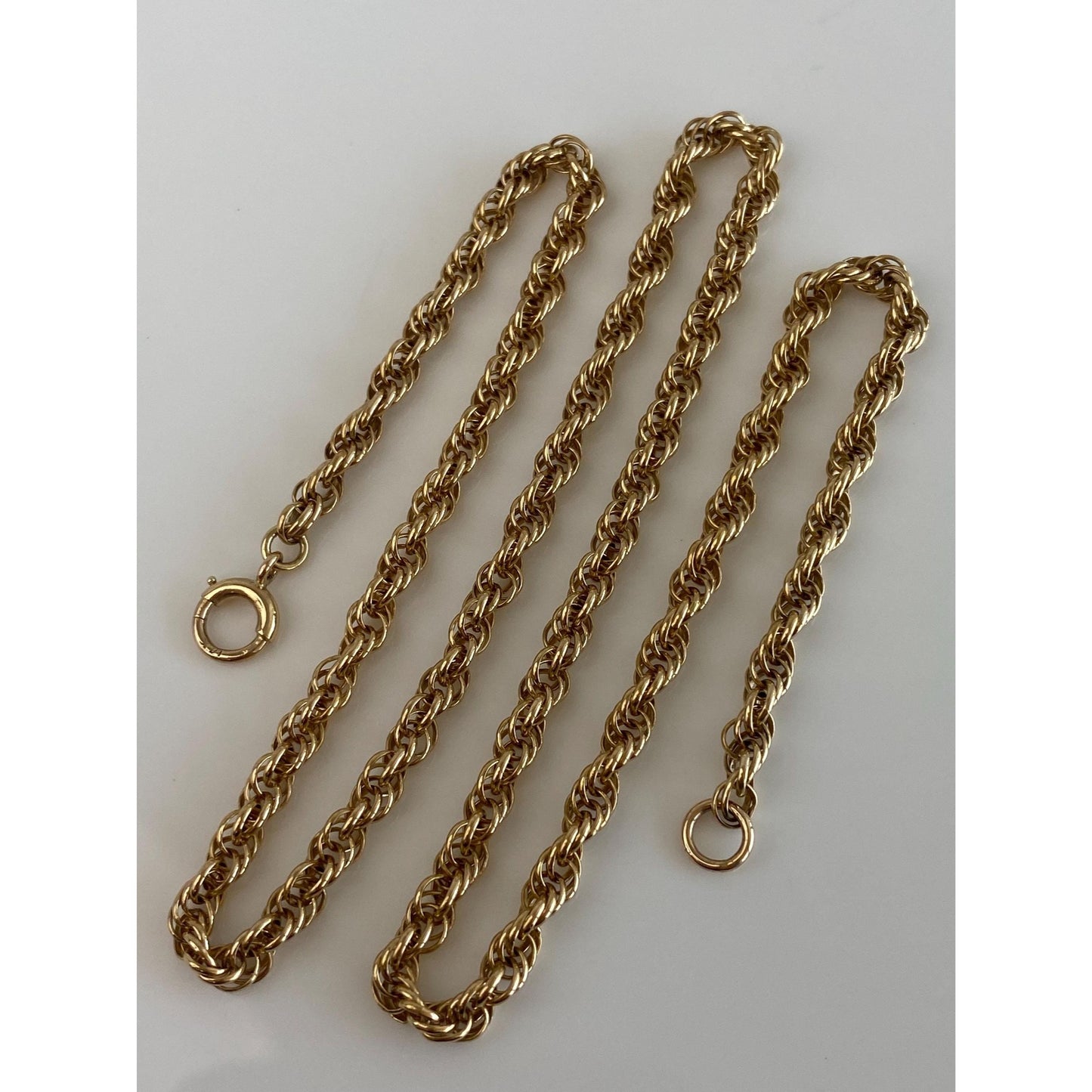Vintage Solid 14k Yellow Gold Rope Chain Necklace - 17 inches