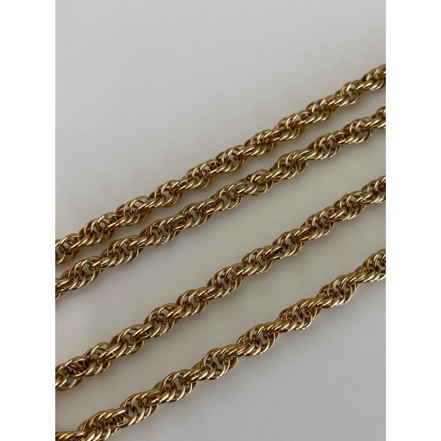 Vintage Solid 14k Yellow Gold Rope Chain Necklace - 17 inches