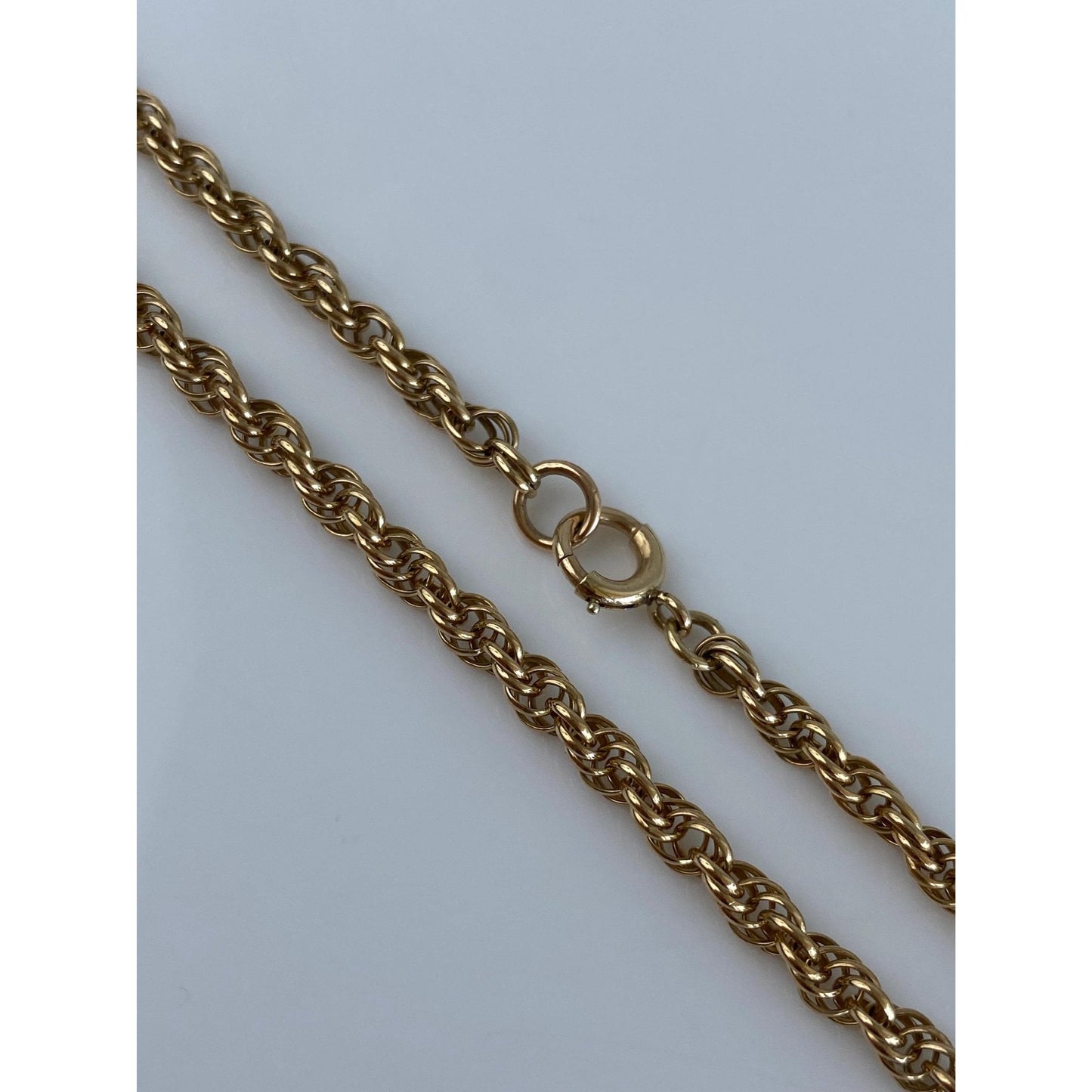 Vintage Solid 14k Yellow Gold Rope Chain Necklace - 17 inches