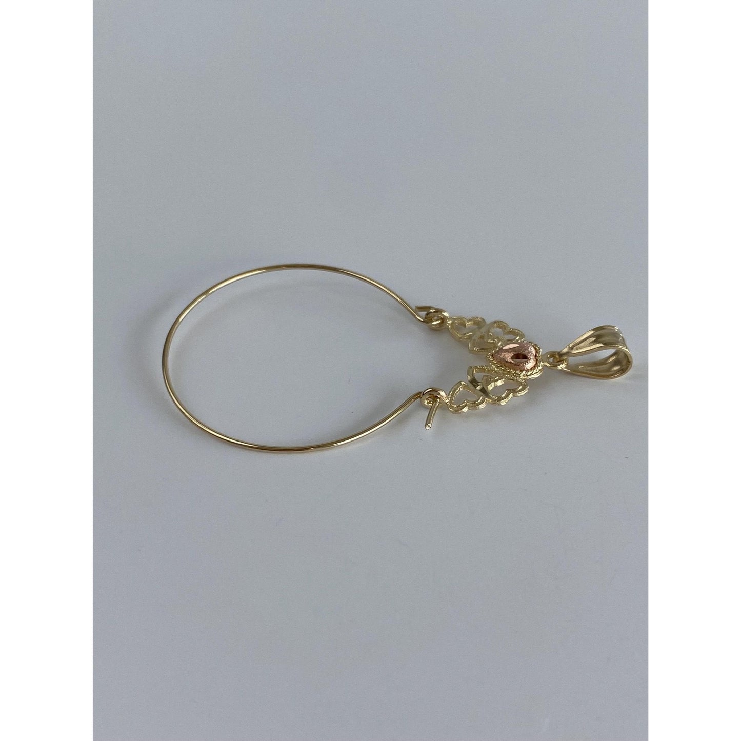 Vintage Solid 14k Rosey & Yellow Gold Hearts Charm Holder Charm