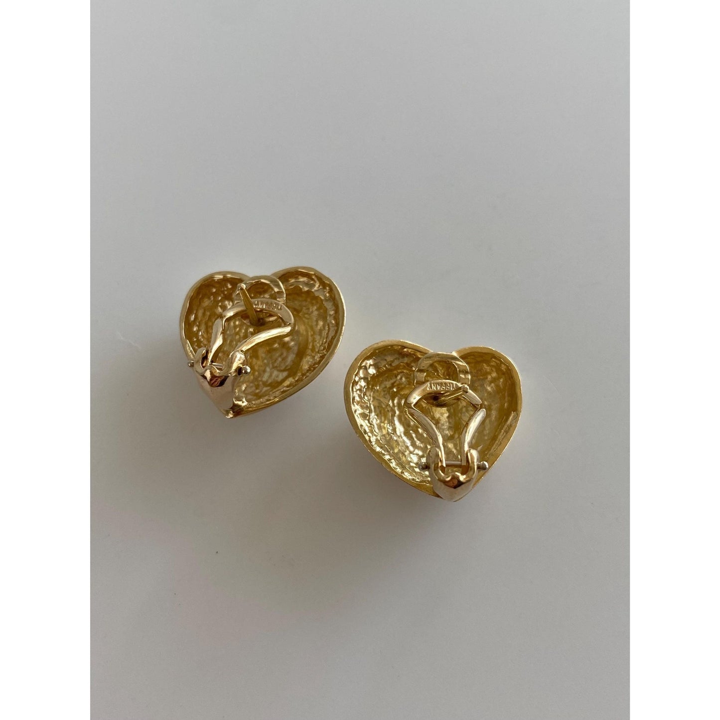 Vintage Solid 14k Yellow Gold Heart Drop Earrings