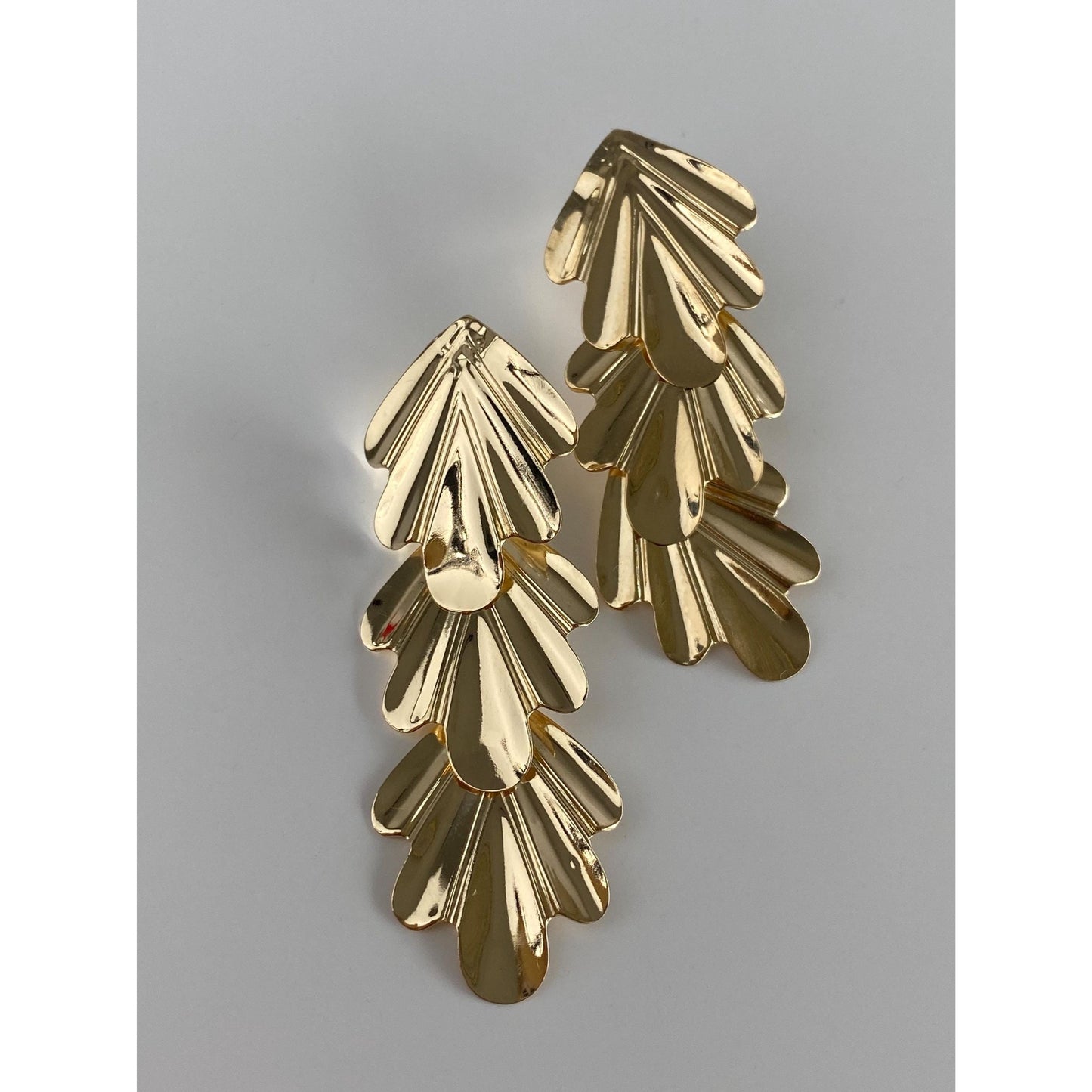 Vintage Solid 14k Yellow Gold Moving Abstract Drop Earrings