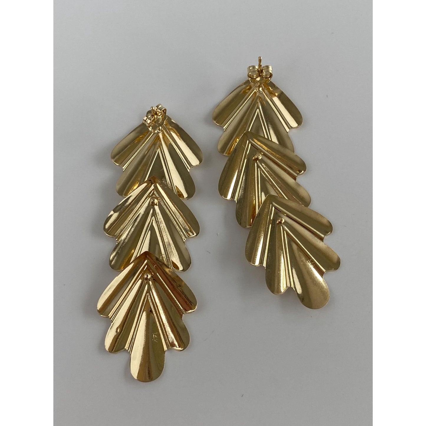 Vintage Solid 14k Yellow Gold Moving Abstract Drop Earrings