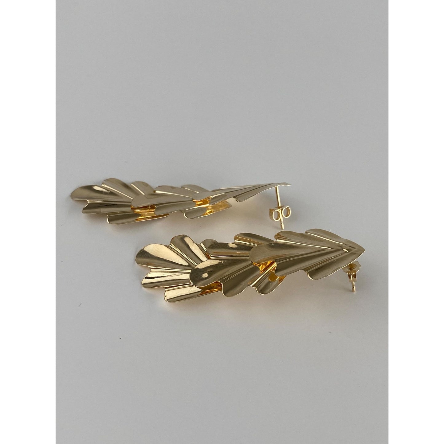 Vintage Solid 14k Yellow Gold Moving Abstract Drop Earrings
