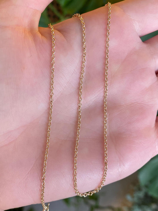 Vintage Solid 14k Yellow Gold Rolo Chain Necklace - 13.5 inches