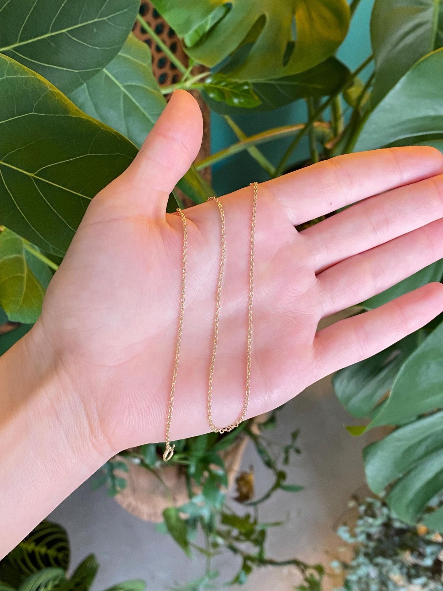 Vintage Solid 14k Yellow Gold Rolo Chain Necklace - 13.5 inches