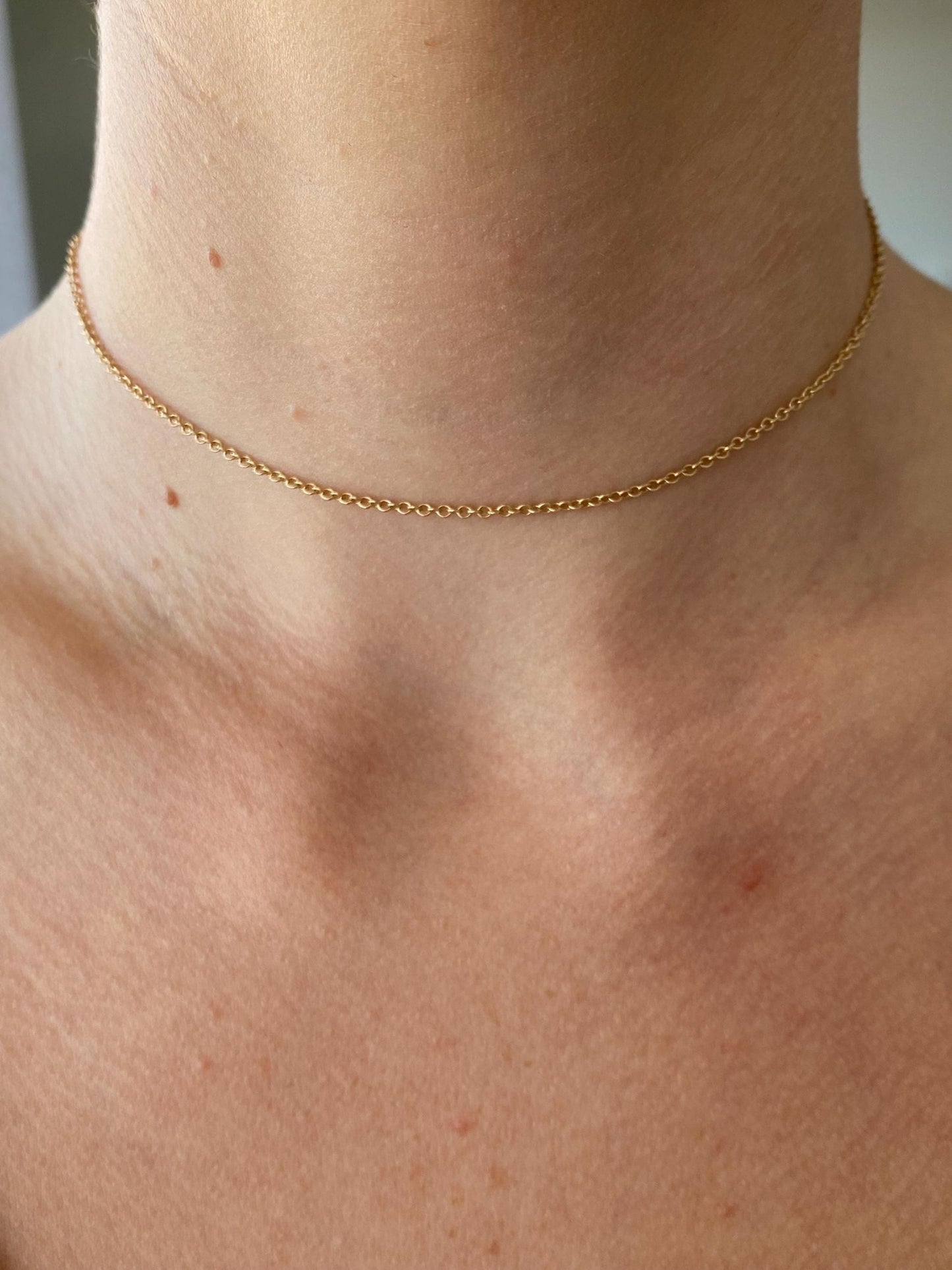 Vintage Solid 14k Yellow Gold Rolo Chain Necklace - 13.5 inches