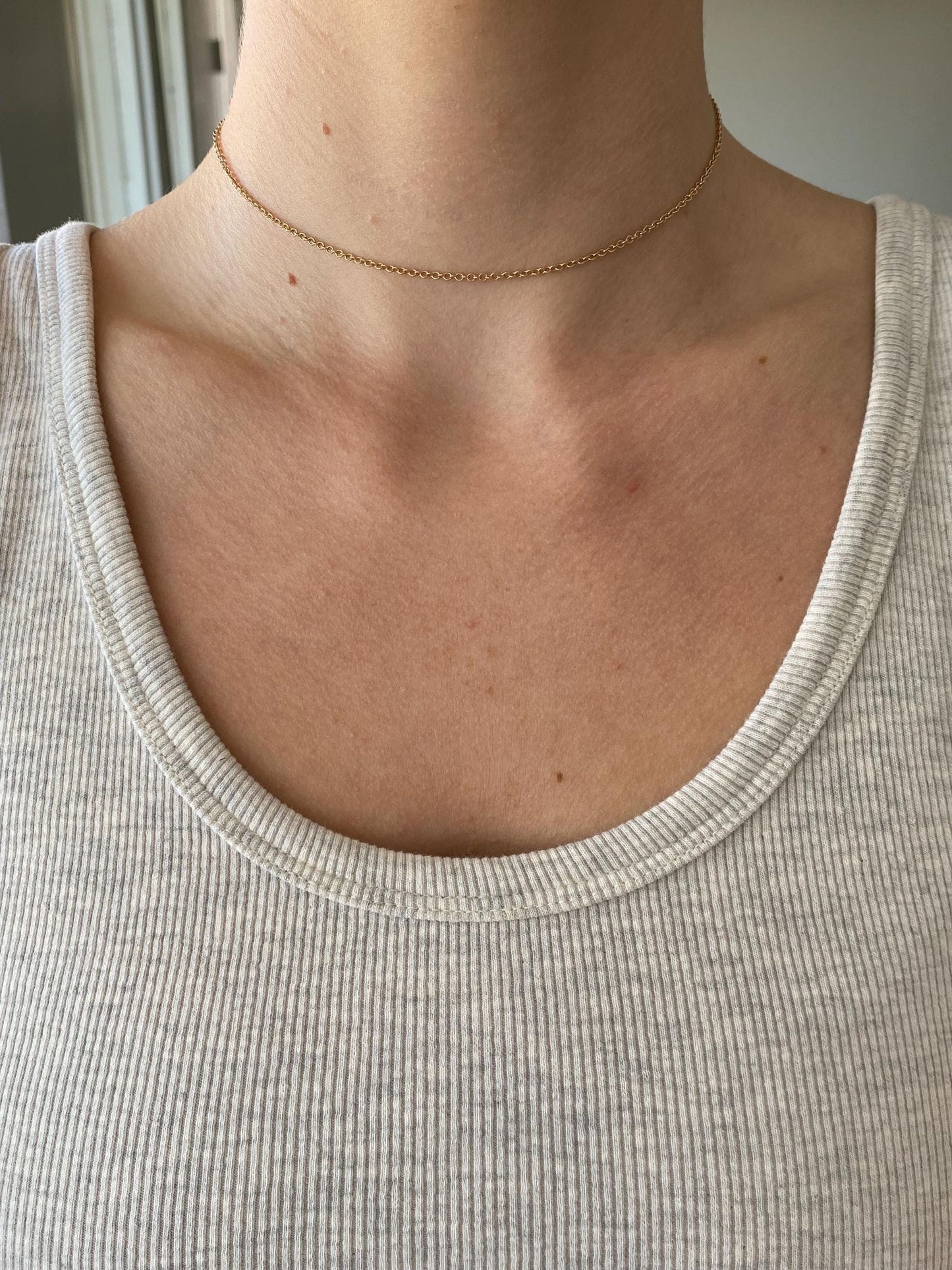 Vintage Solid 14k Yellow Gold Rolo Chain Necklace - 13.5 inches