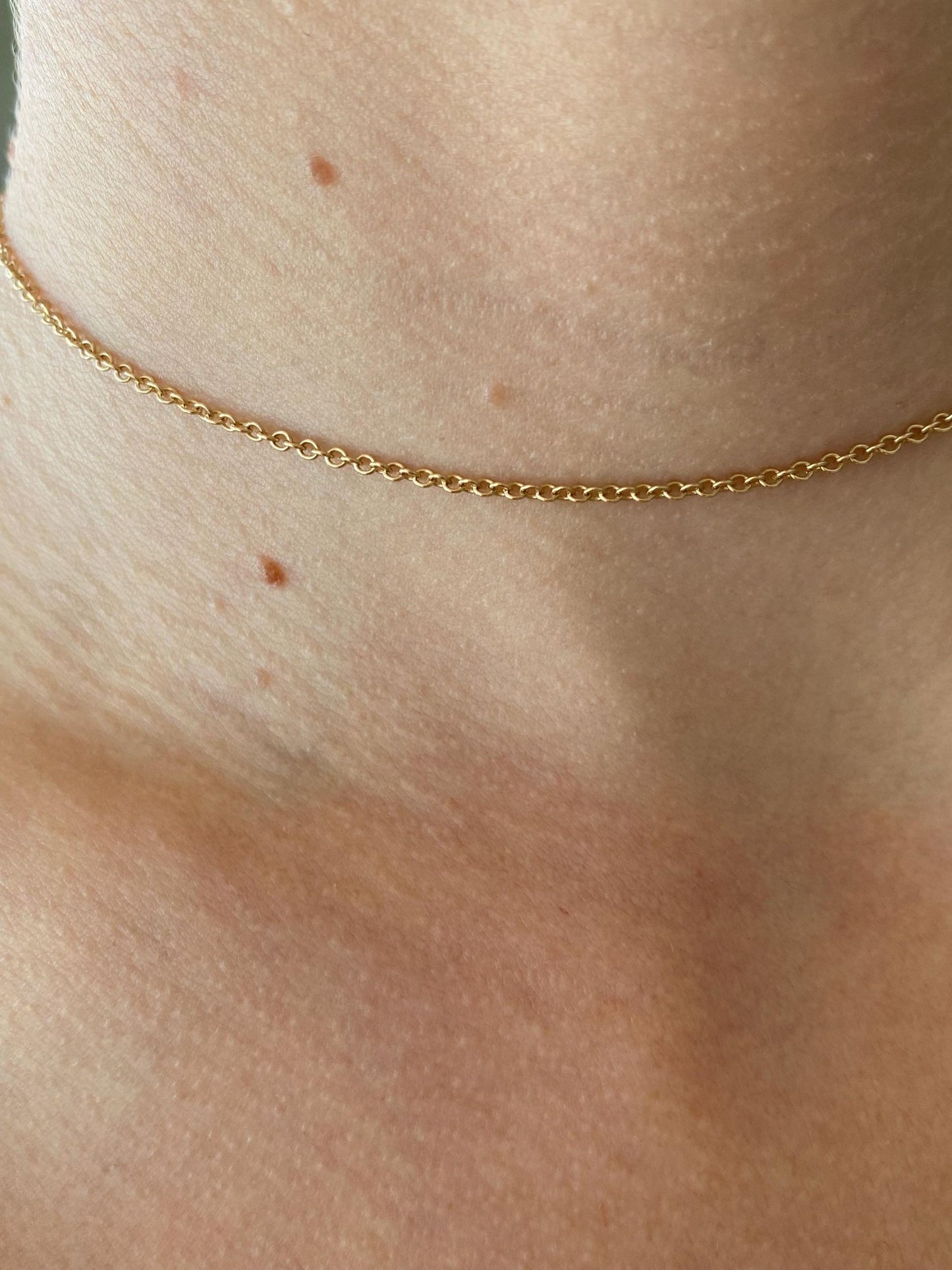 Vintage Solid 14k Yellow Gold Rolo Chain Necklace - 13.5 inches