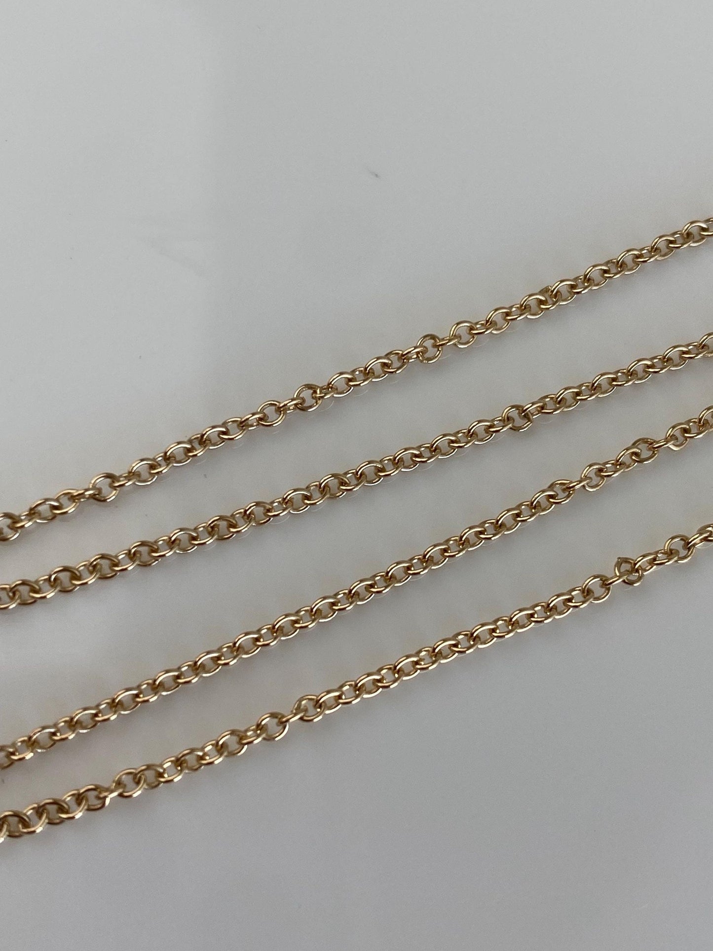 Vintage Solid 14k Yellow Gold Rolo Chain Necklace - 13.5 inches