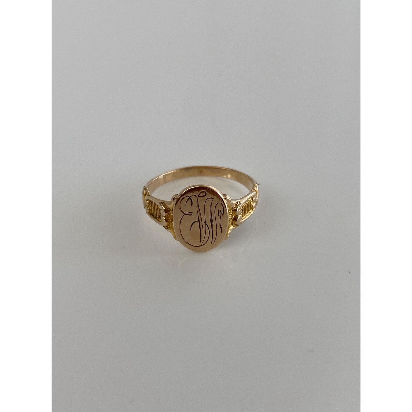 Vintage Solid 10k Yellow Gold Monogram Signet Ring - Size 4.75
