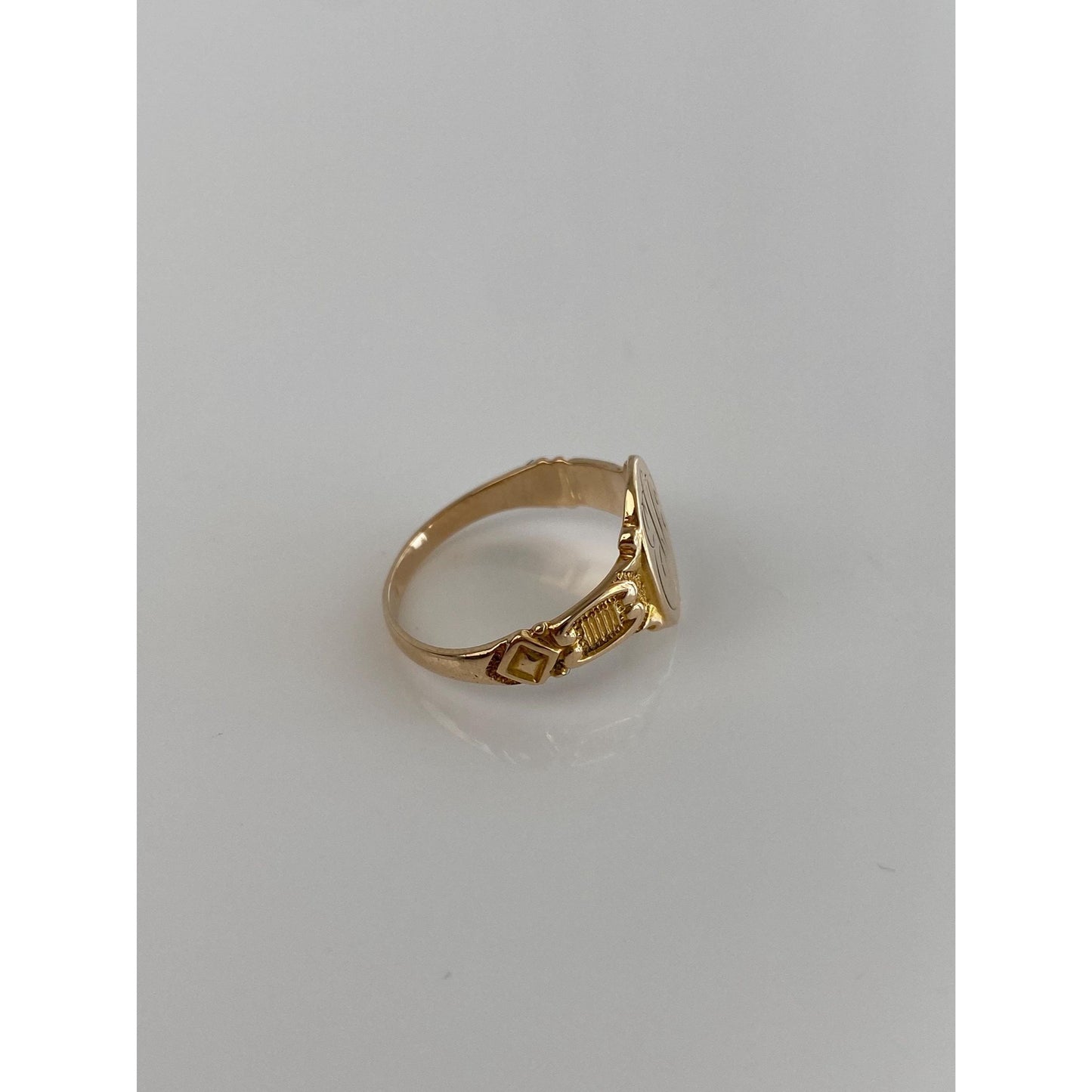 Vintage Solid 10k Yellow Gold Monogram Signet Ring - Size 4.75