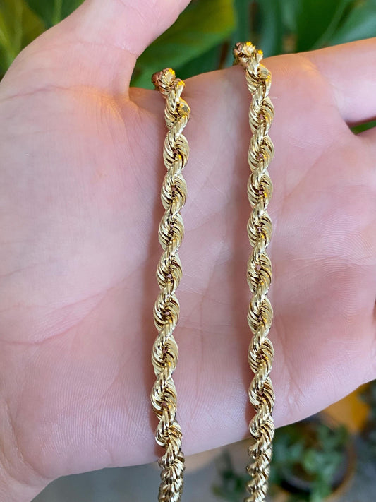Vintage 14k Yellow Gold Rope Chain Necklace - 24.75 inches