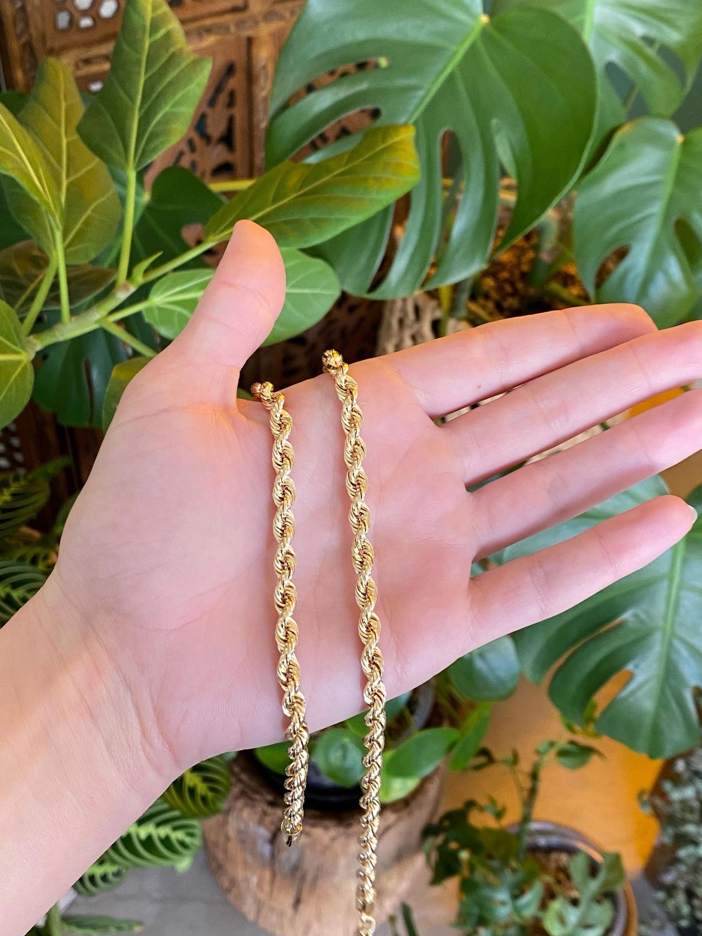 Vintage 14k Yellow Gold Rope Chain Necklace - 24.75 inches