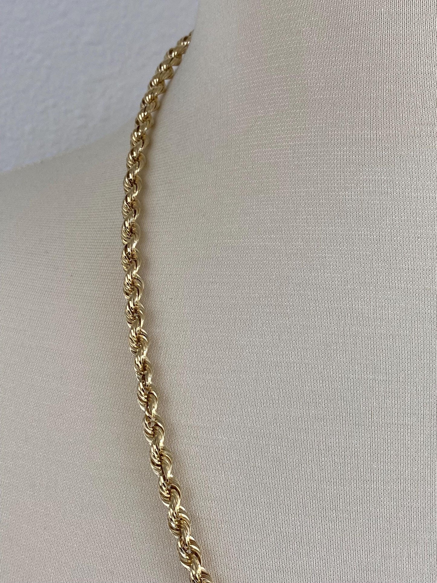 Vintage 14k Yellow Gold Rope Chain Necklace - 24.75 inches