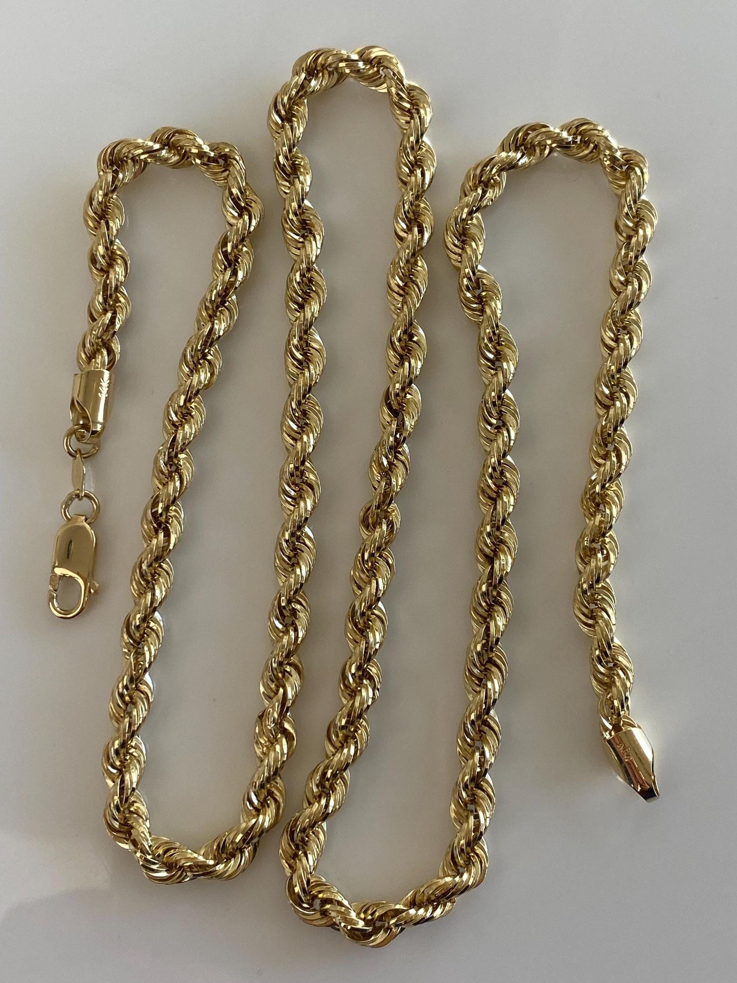 Vintage 14k Yellow Gold Rope Chain Necklace - 24.75 inches