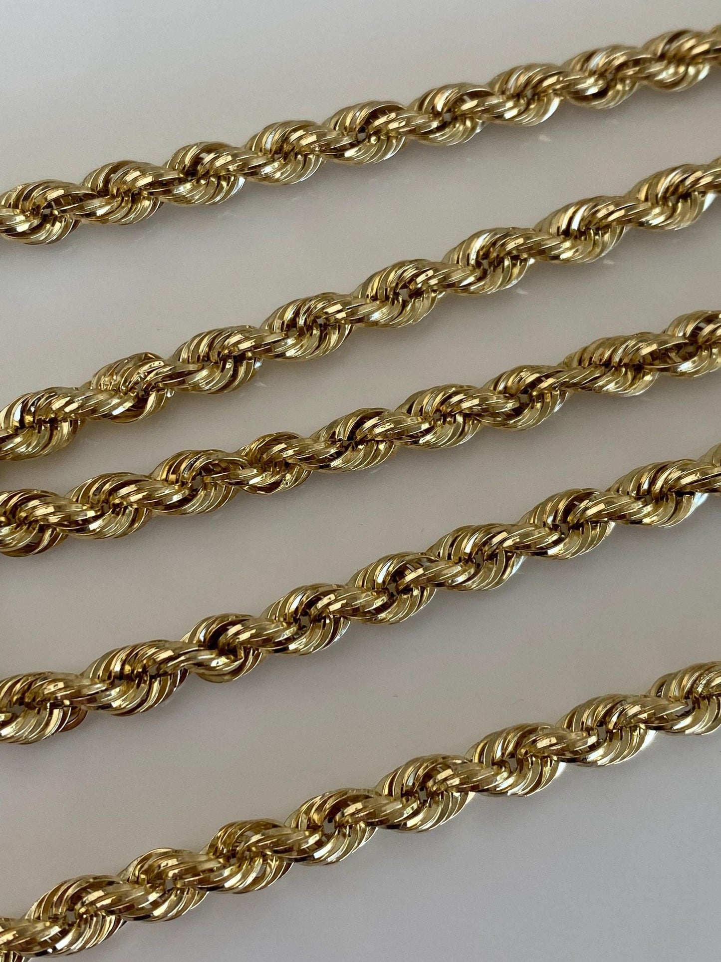 Vintage 14k Yellow Gold Rope Chain Necklace - 24.75 inches