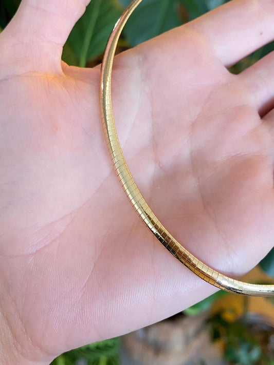 Vintage Solid 14k Yellow Gold Omega Chain Necklace - 16 inches