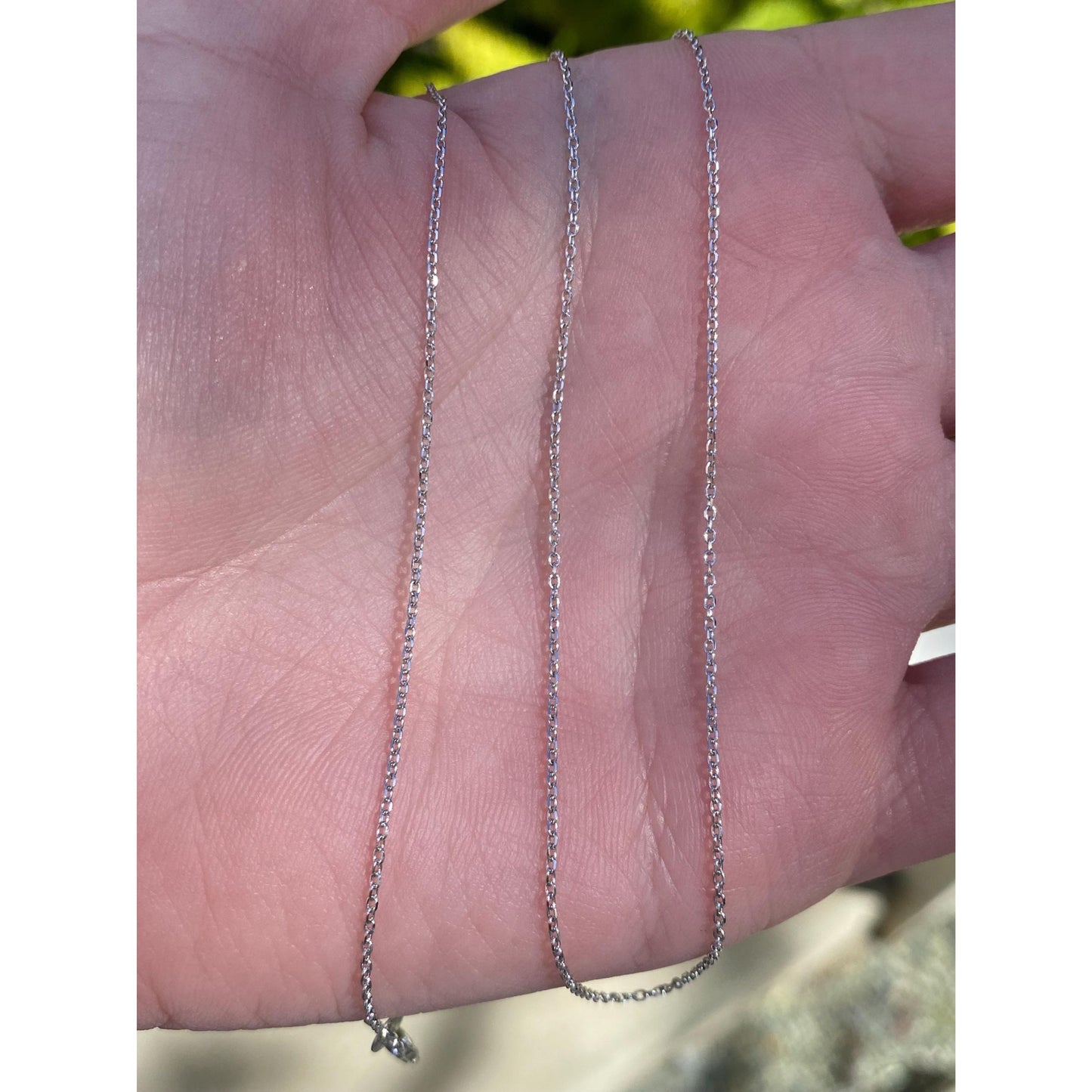 Solid 18k White Gold Dainty Biker Link Chain Necklace - 17.75 inches