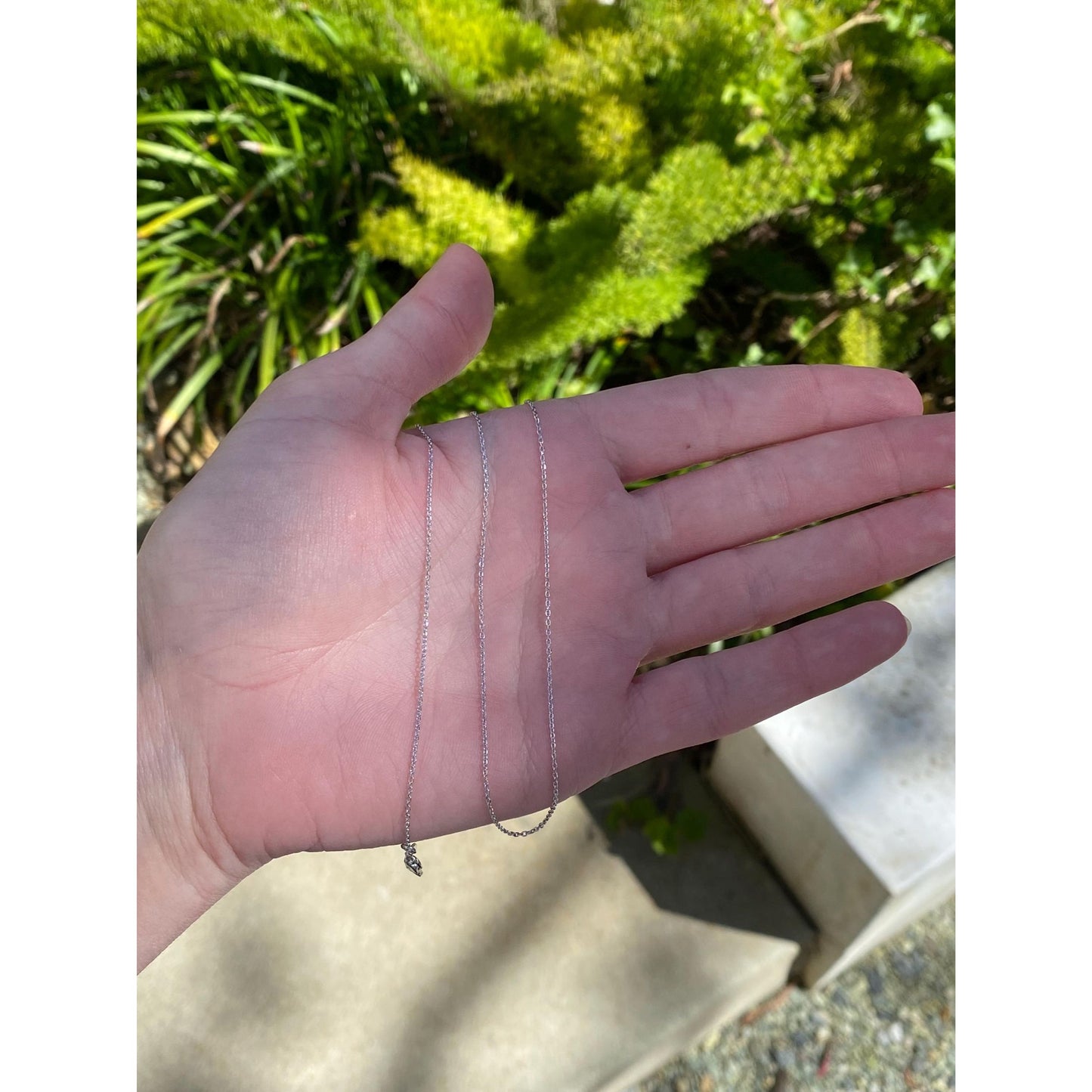 Solid 18k White Gold Dainty Biker Link Chain Necklace - 17.75 inches