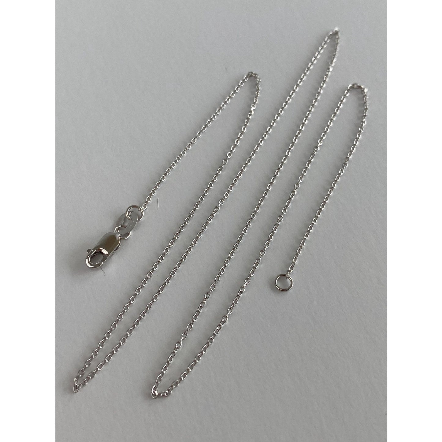 Solid 18k White Gold Dainty Biker Link Chain Necklace - 17.75 inches