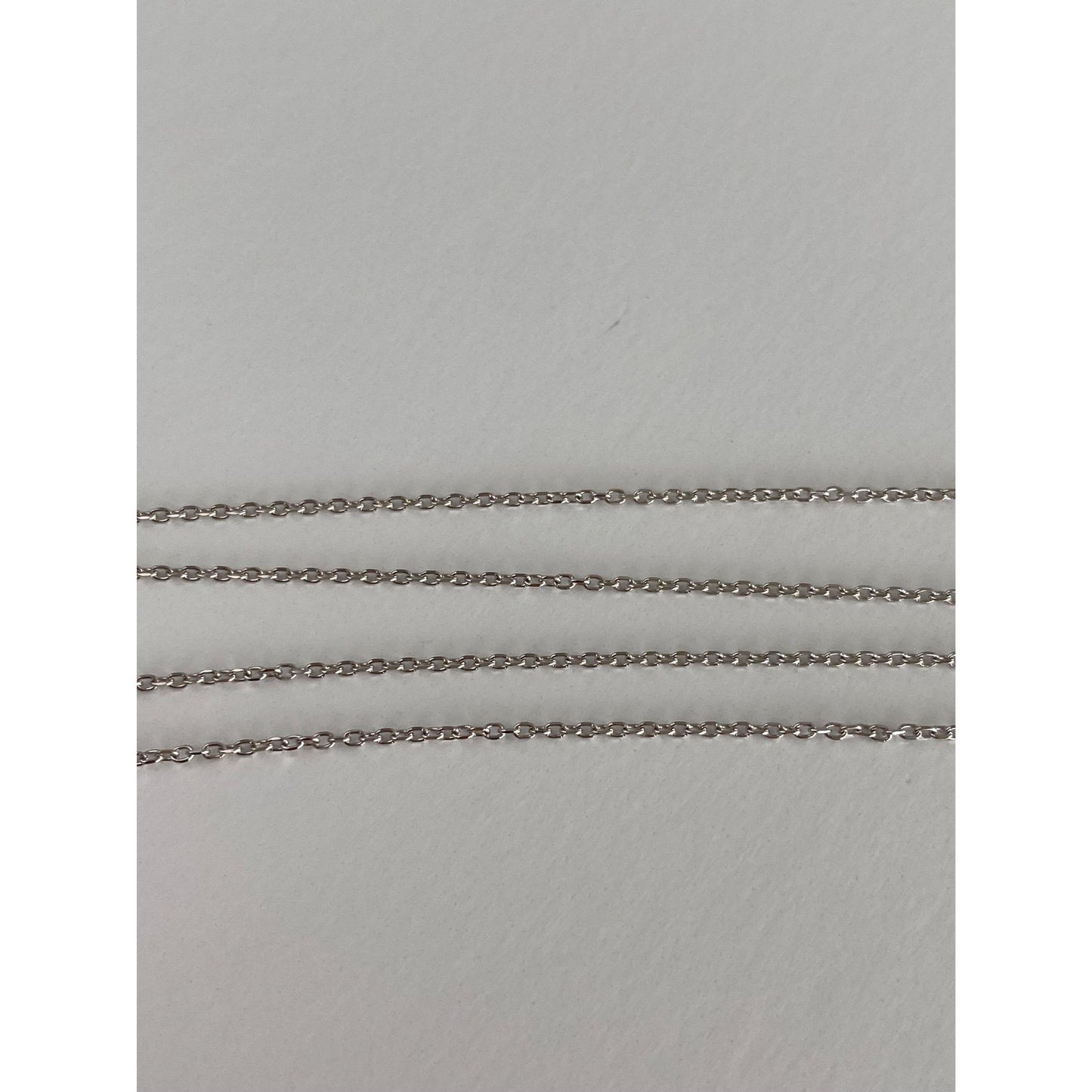 Solid 18k White Gold Dainty Biker Link Chain Necklace - 17.75 inches
