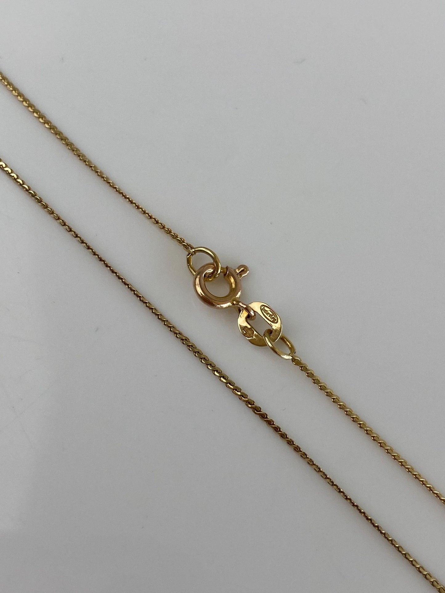 Vintage Solid 14k Yellow Gold Dainty Serpentine Chain Necklace - 17.75 inches