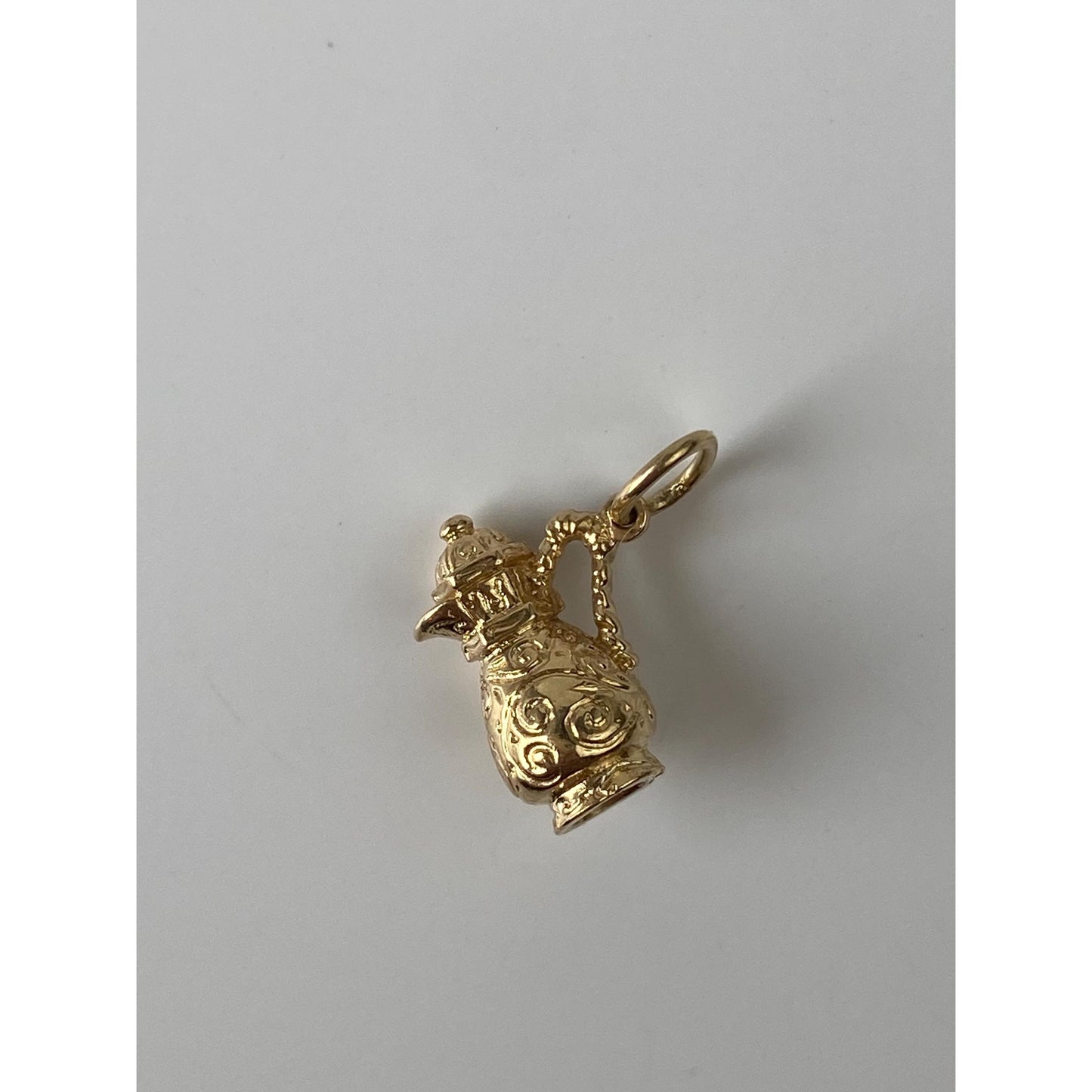 Vintage Solid 14k Yellow Gold Green Stone Vessel Charm