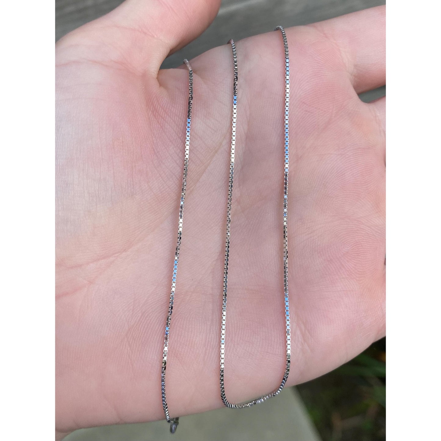 Vintage Solid 18k White Gold Box Chain Necklace - 19.5 inches