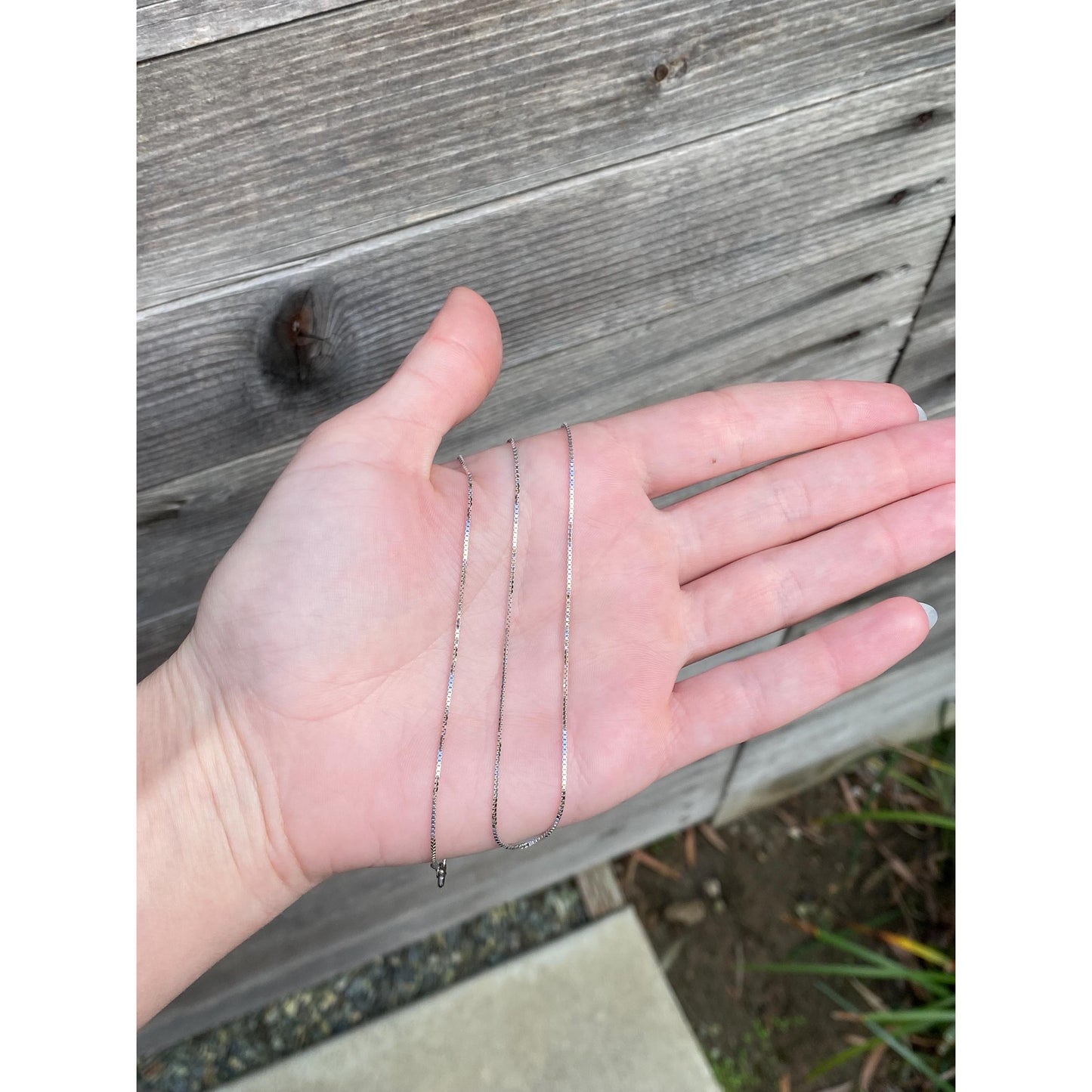 Vintage Solid 18k White Gold Box Chain Necklace - 19.5 inches