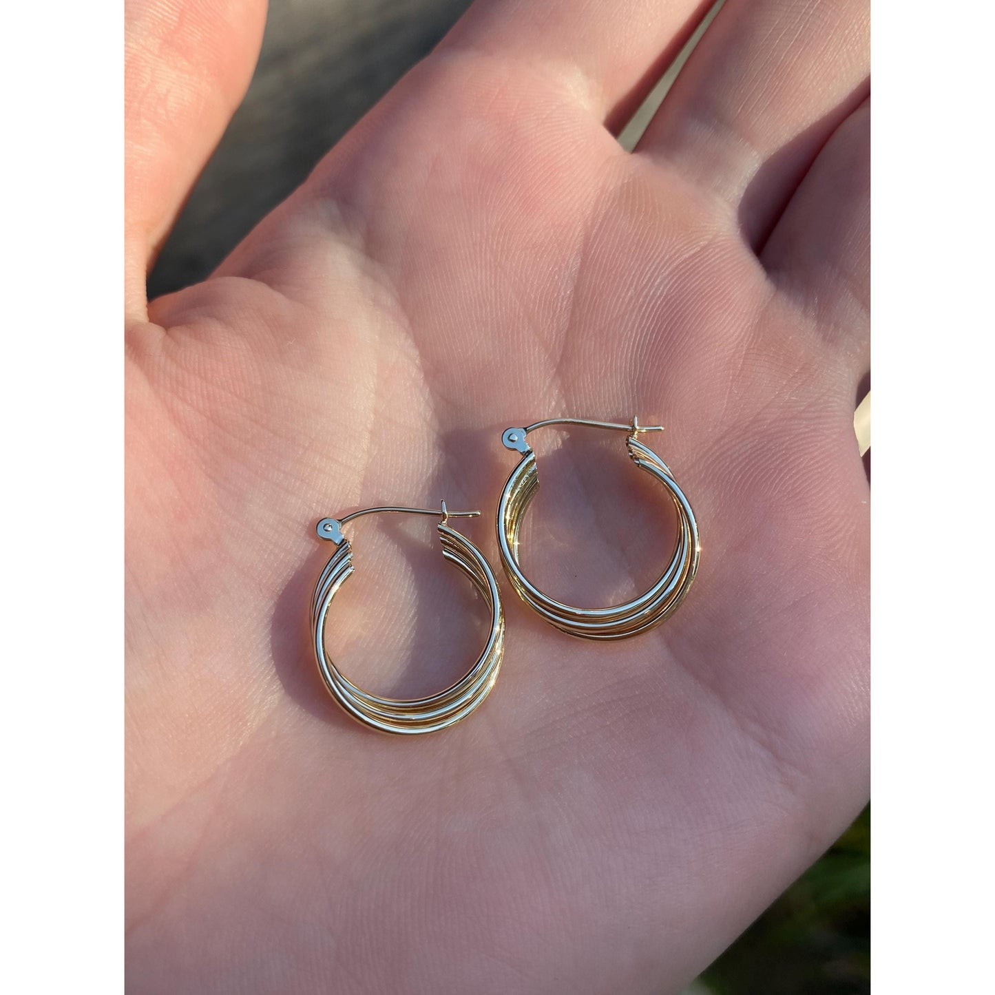 Vintage 14k Yellow Gold Layered Hoop Earrings