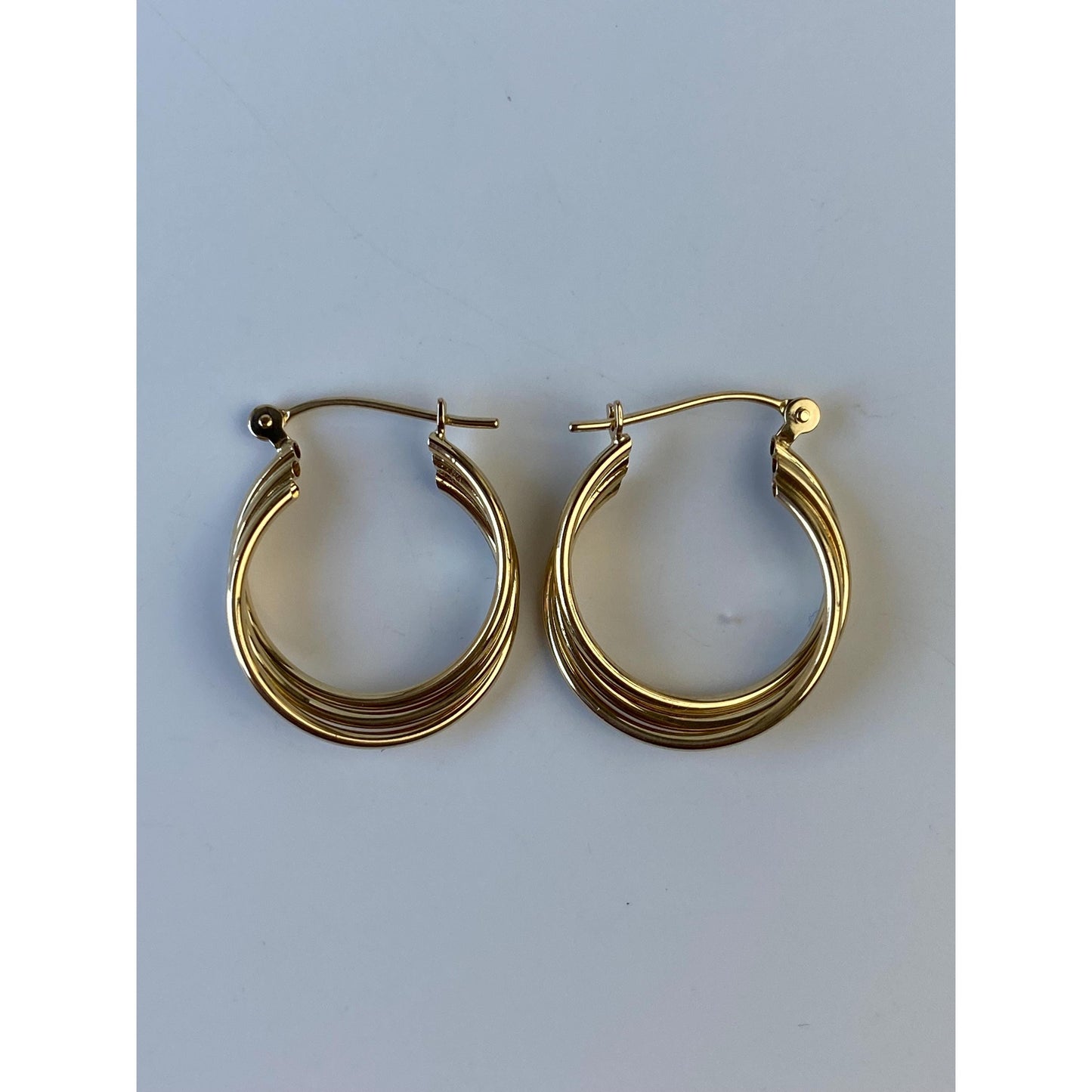 Vintage 14k Yellow Gold Layered Hoop Earrings