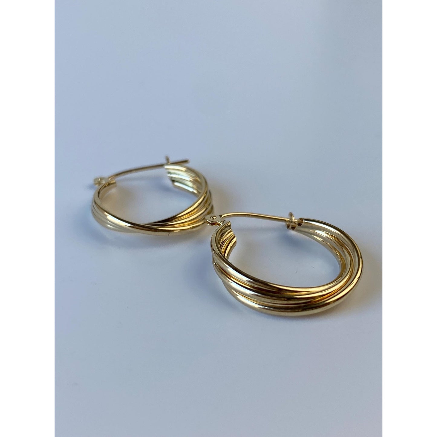 Vintage 14k Yellow Gold Layered Hoop Earrings
