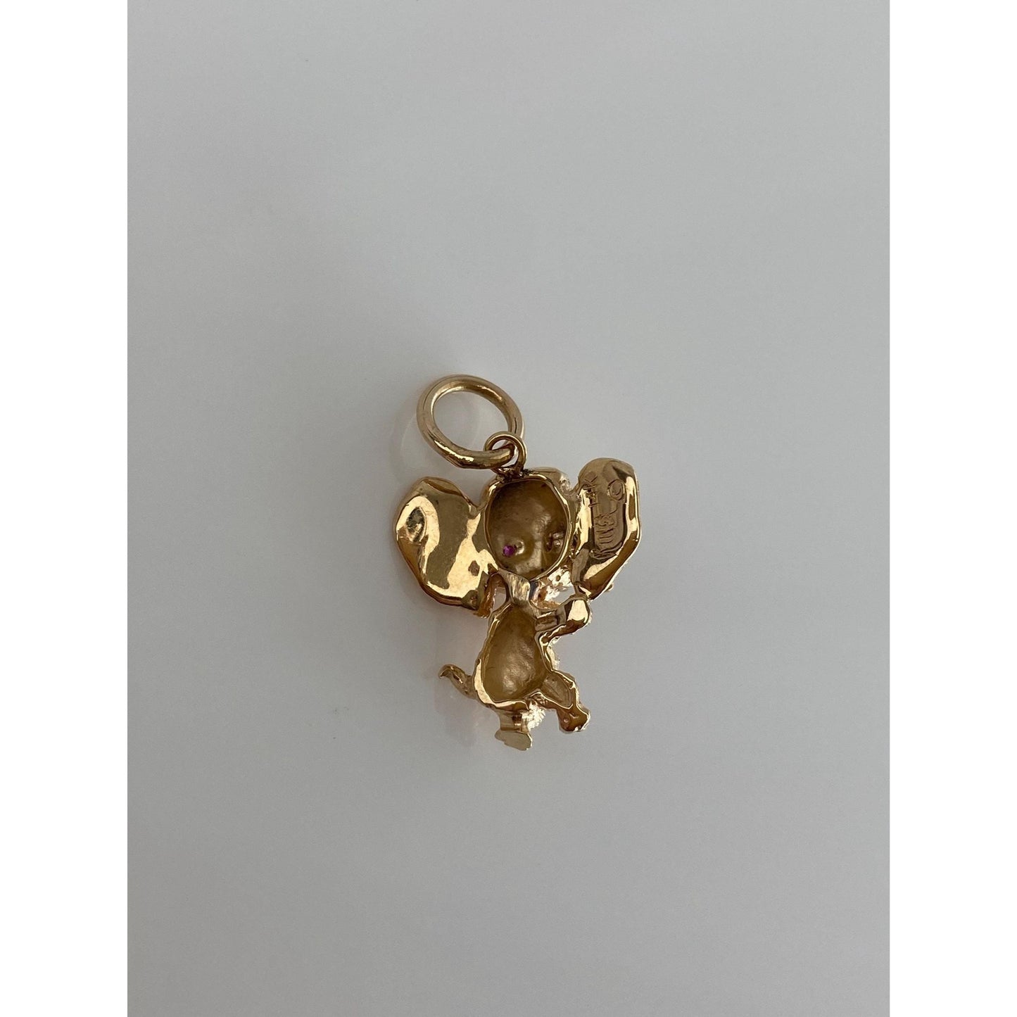 Vintage Solid 14k Yellow Gold Pink Spinel Baby Elephant Charm