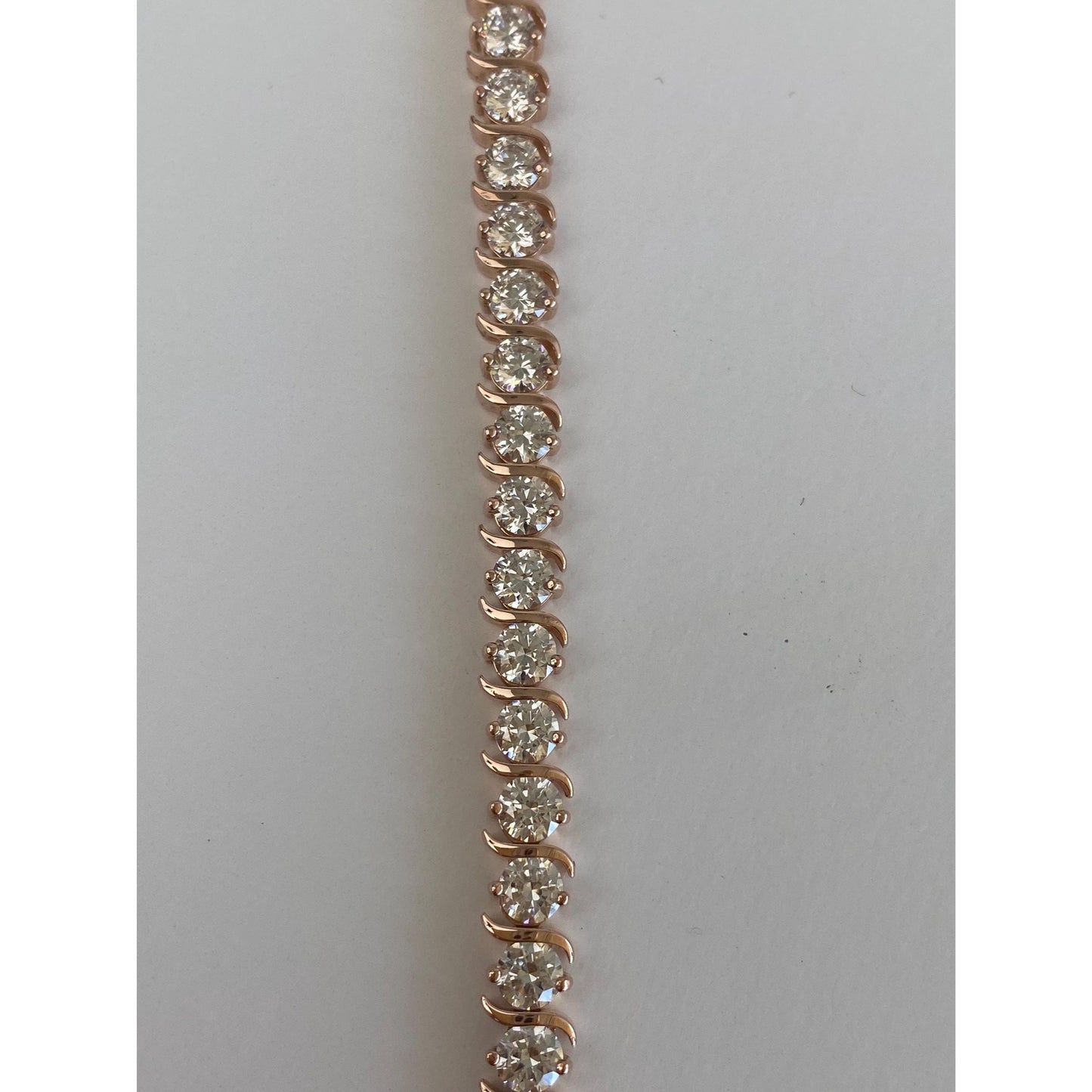 Solid 14k Rose Gold Cubic Zirconia Tennis Bracelet - 7 inches
