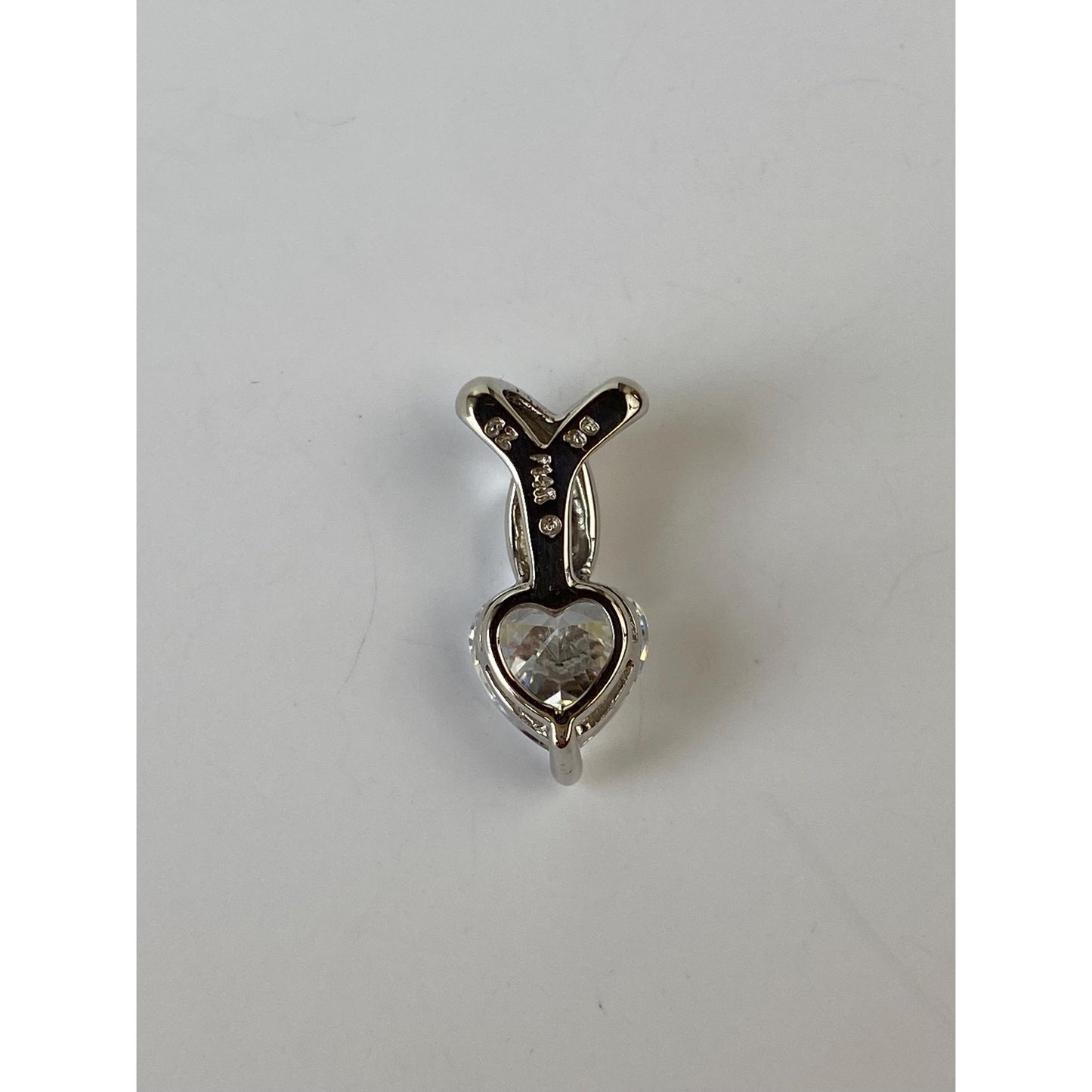 Solid 14k White Gold Cubic Zirconia Heart Charm