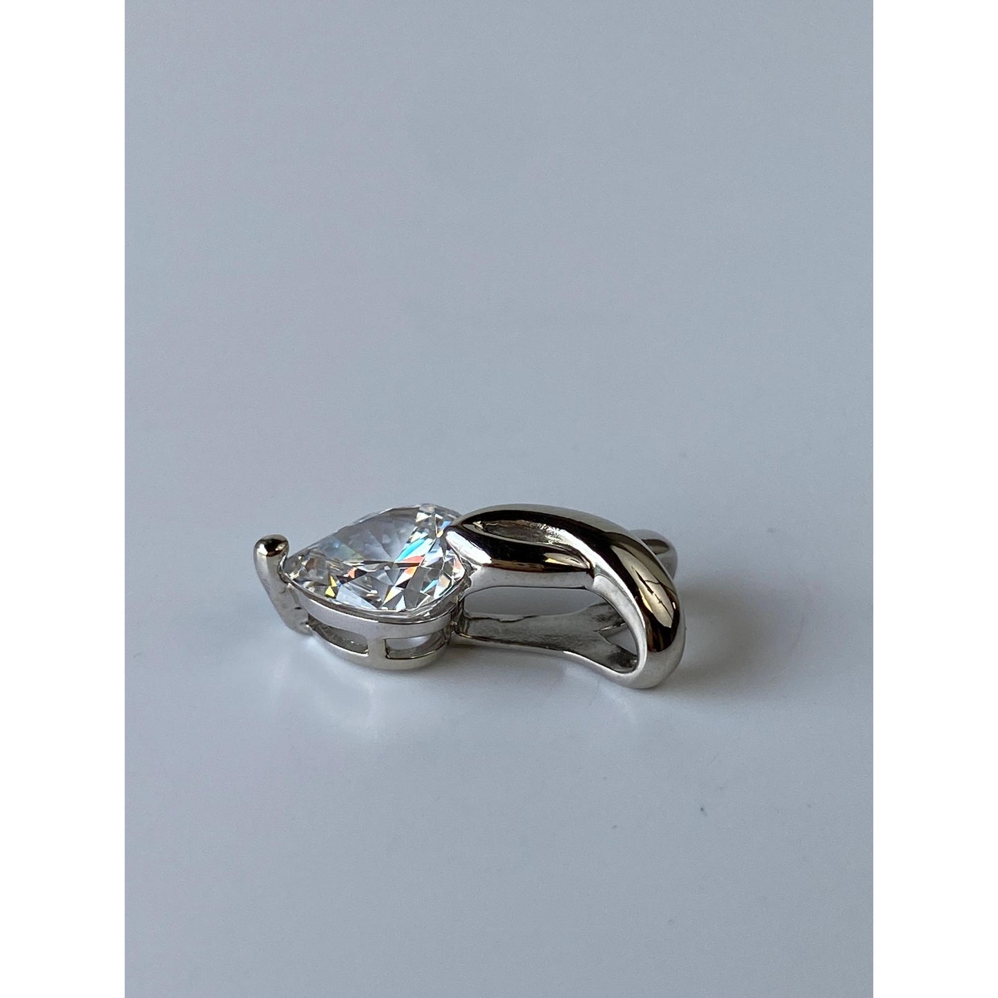 Solid 14k White Gold Cubic Zirconia Heart Charm