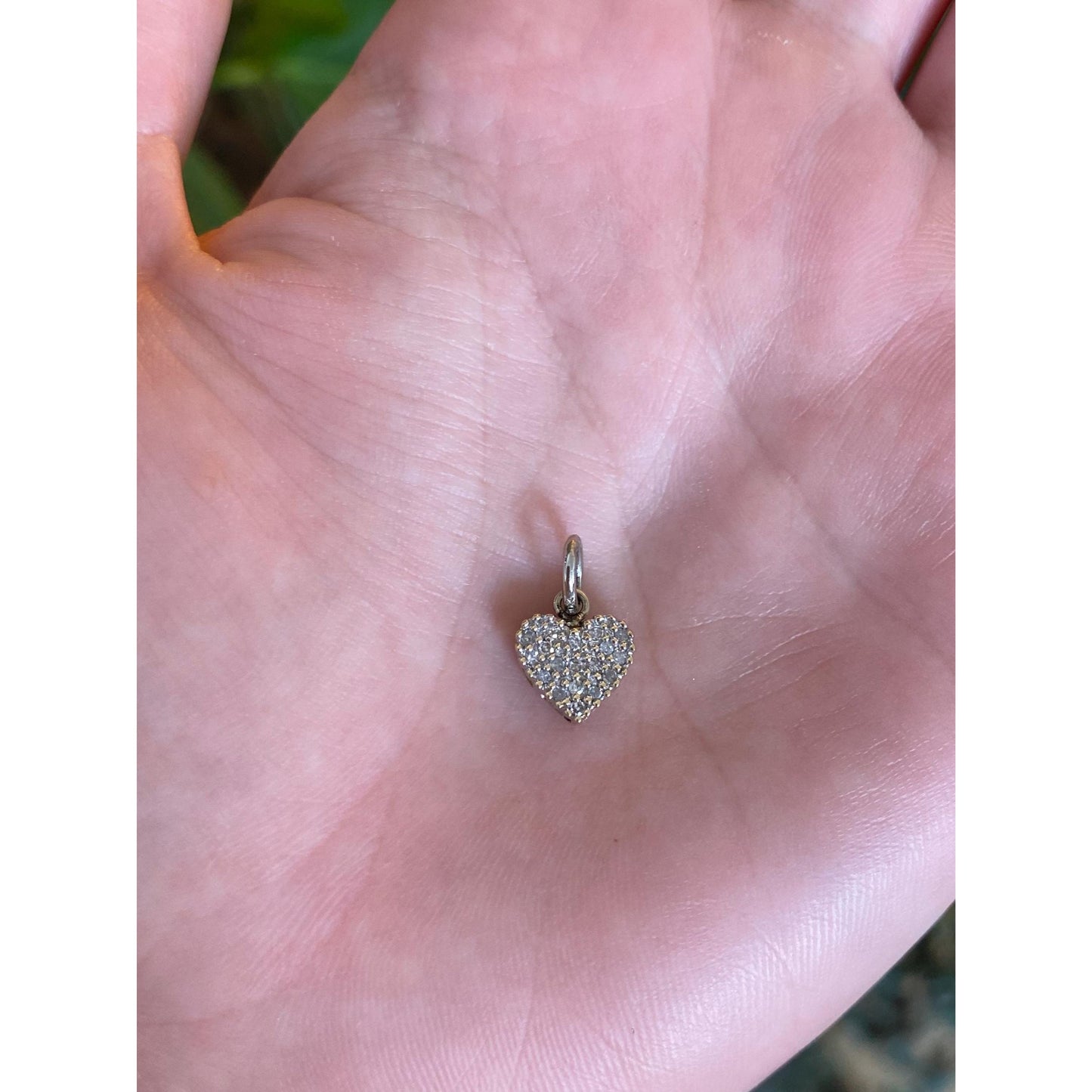 Vintage Solid 10k White & Yellow Gold Diamond Heart Charm
