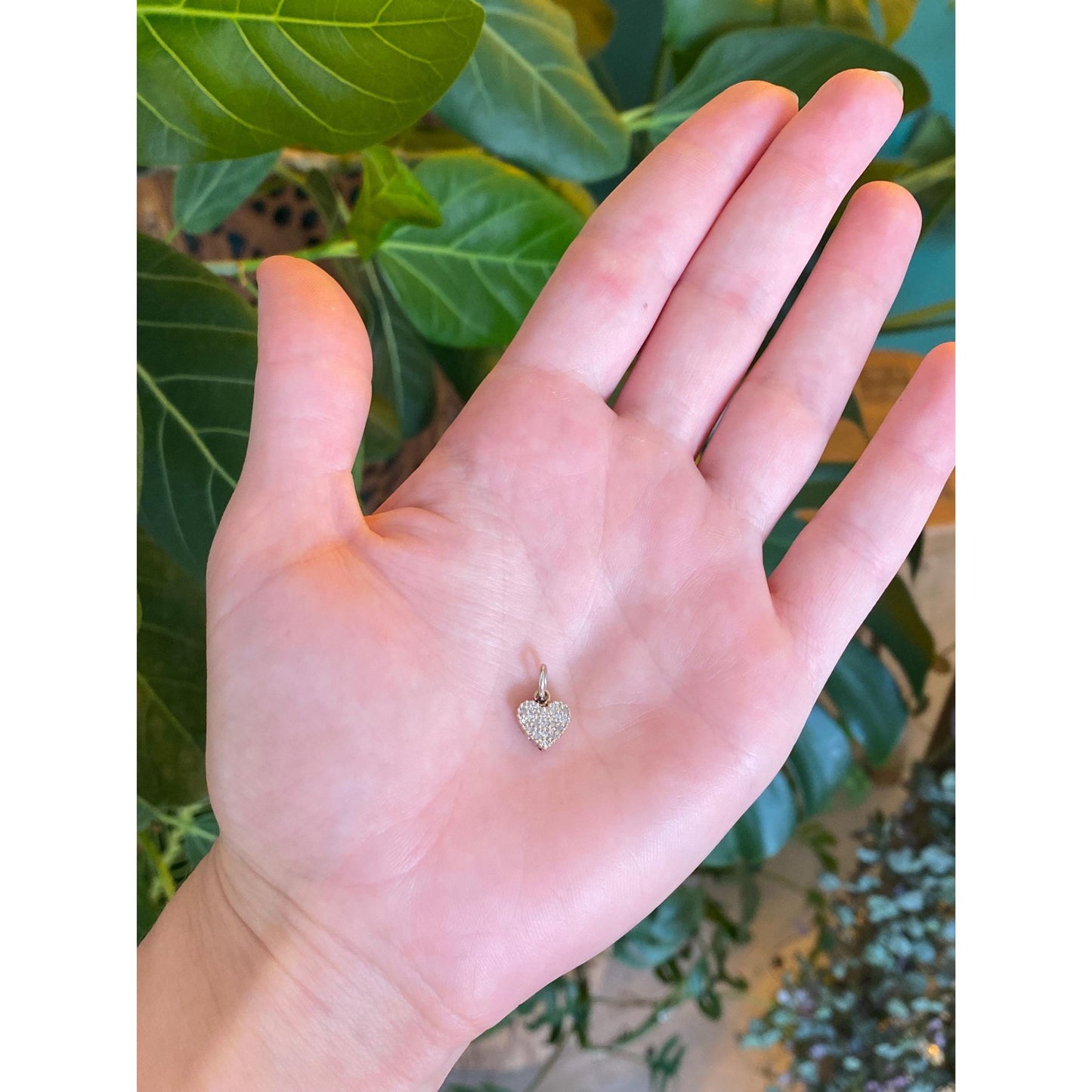 Vintage Solid 10k White & Yellow Gold Diamond Heart Charm