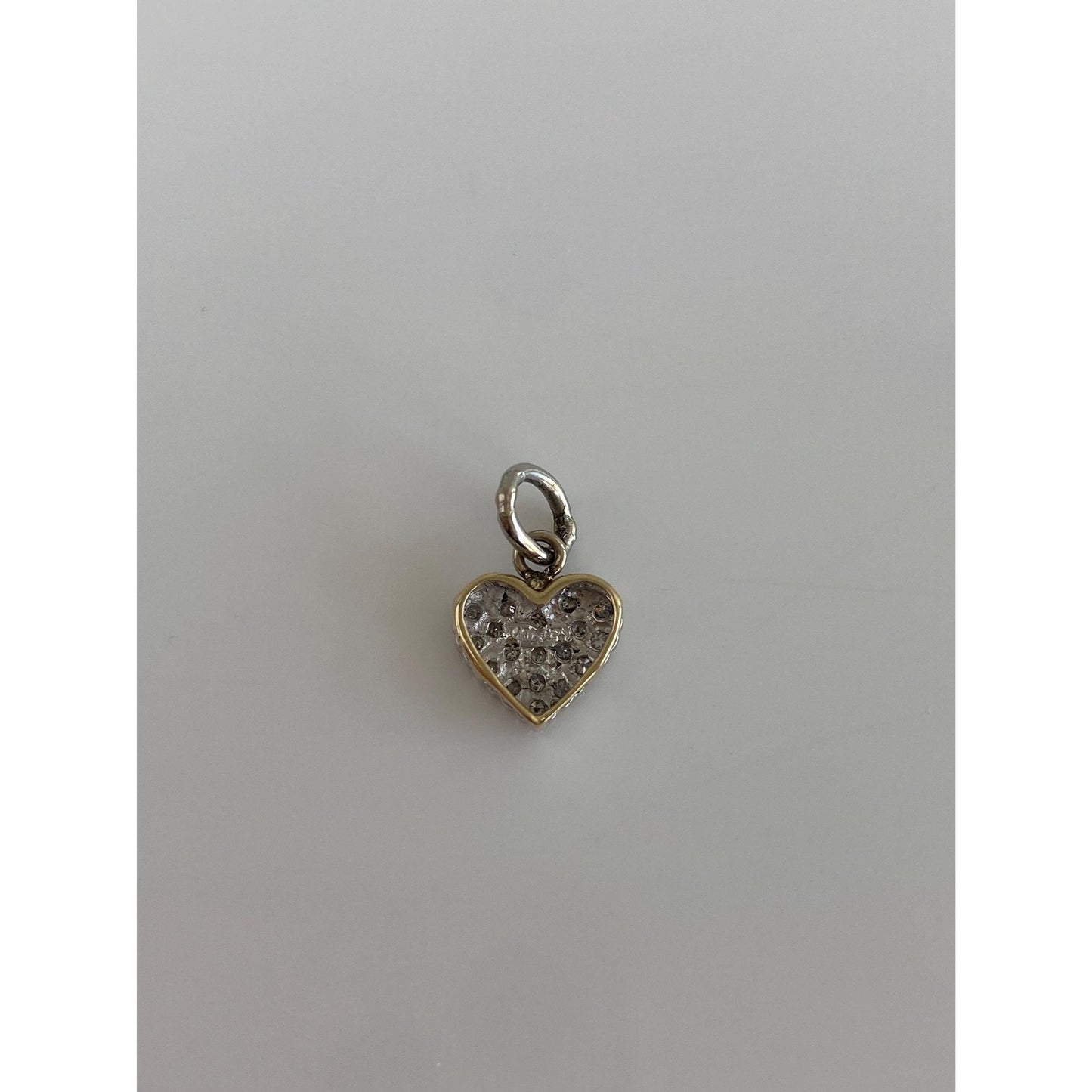 Vintage Solid 10k White & Yellow Gold Diamond Heart Charm