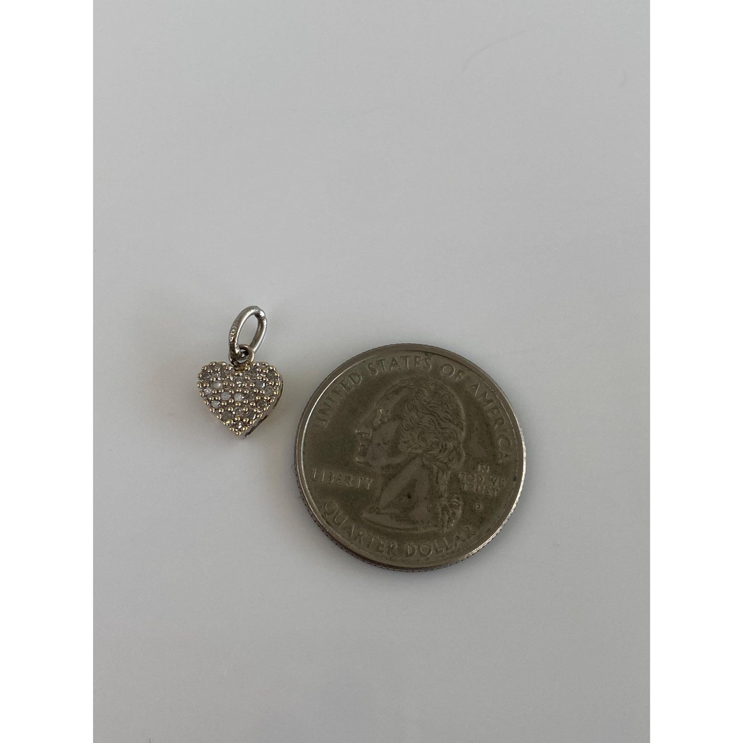 Vintage Solid 10k White & Yellow Gold Diamond Heart Charm
