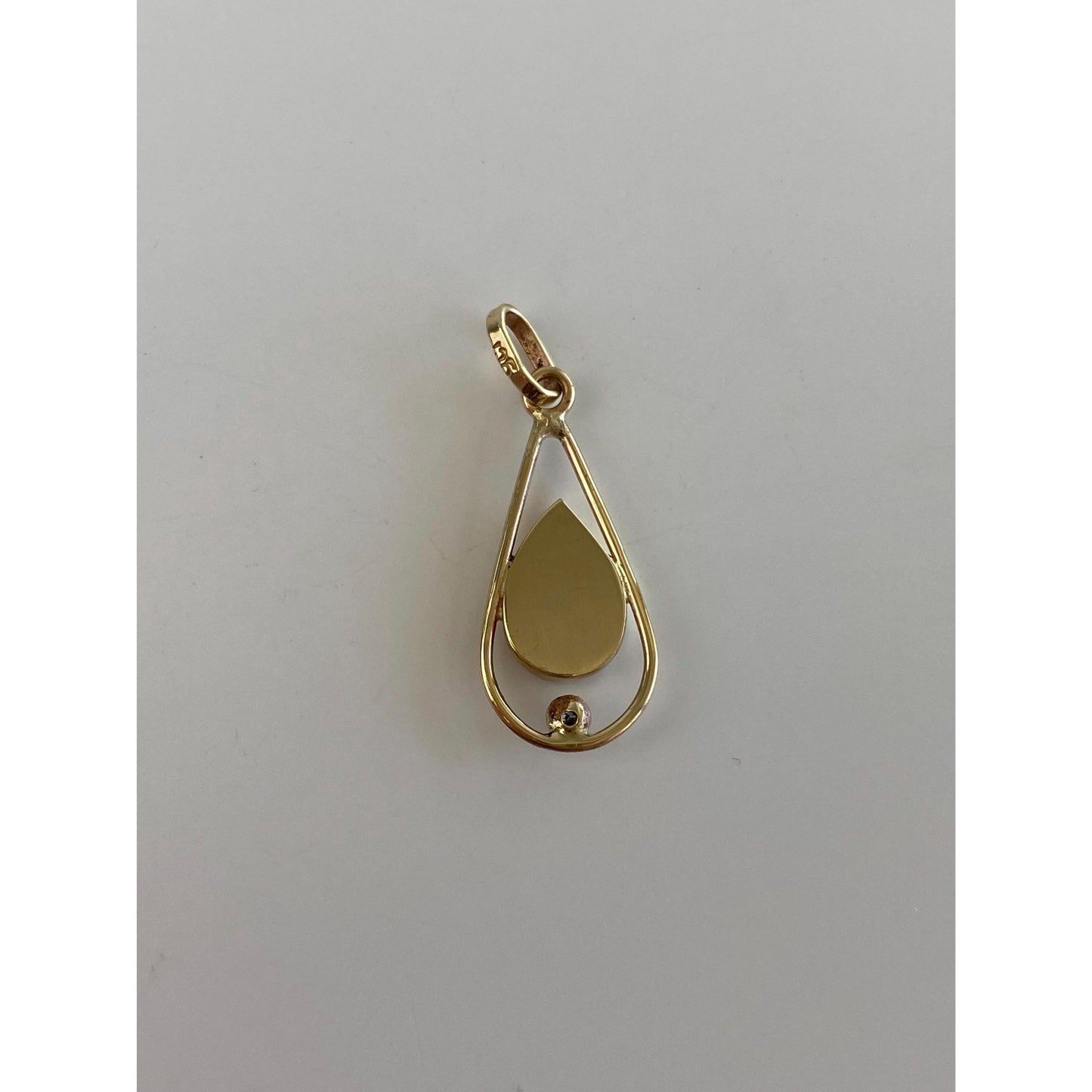 Vintage Solid 10k Yellow Gold Diamond Opal Teardrop Charm