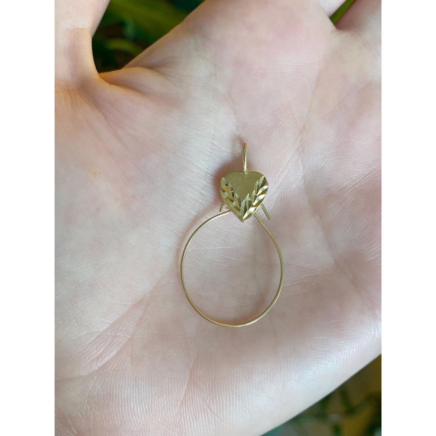 Vintage Solid 14k Yellow Gold Diamond Cut Heart Charm Holder Charm