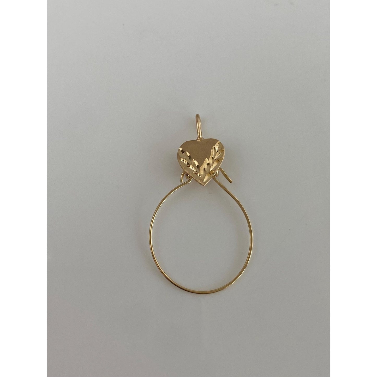 Vintage Solid 14k Yellow Gold Diamond Cut Heart Charm Holder Charm