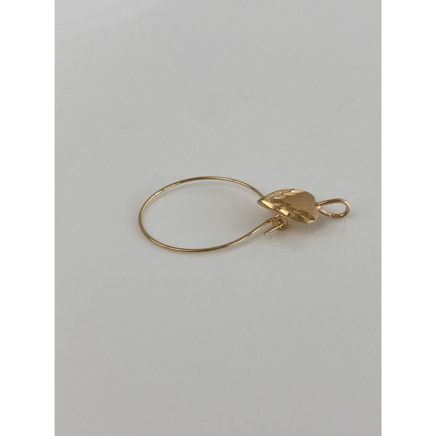 Vintage Solid 14k Yellow Gold Diamond Cut Heart Charm Holder Charm