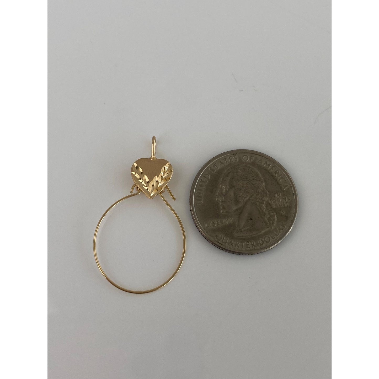 Vintage Solid 14k Yellow Gold Diamond Cut Heart Charm Holder Charm