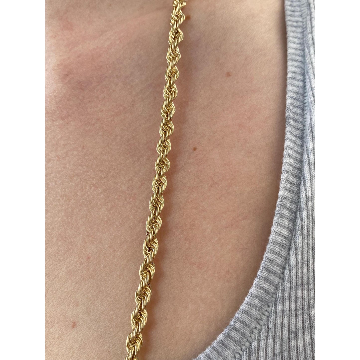 Vintage 14k Yellow Gold Chunky Rope Chain Necklace - 31.25 inches